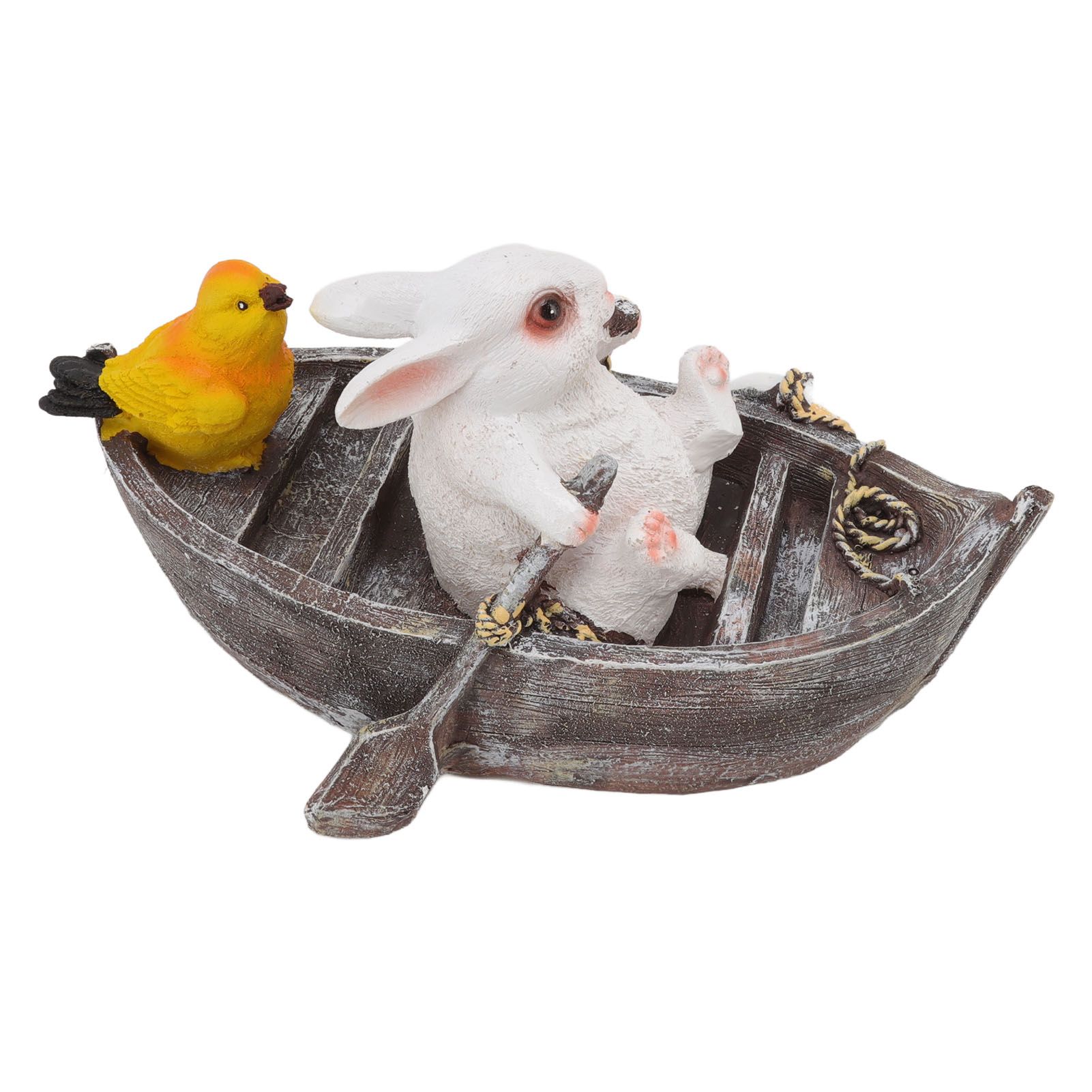 Garden Animals Statues Cute Vivid Synthetic Resin Outdoor Garden Animal Figurines for Patio Terrace Home Office Space Boating White Rabbit - Image 6