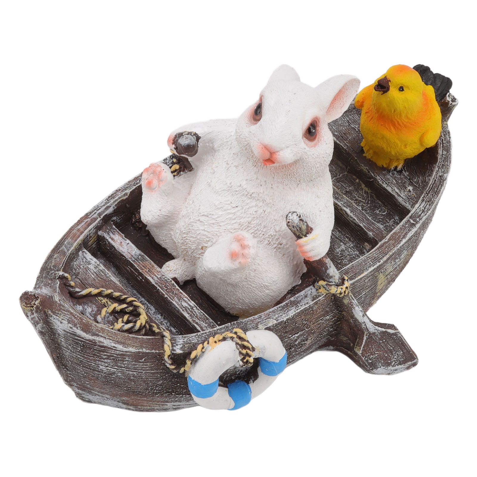 Garden Animals Statues Cute Vivid Synthetic Resin Outdoor Garden Animal Figurines for Patio Terrace Home Office Space Boating White Rabbit - Image 7