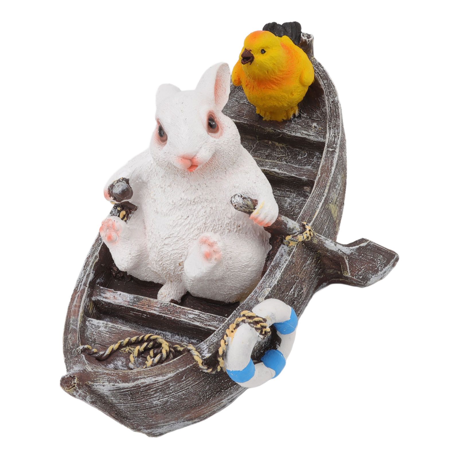 Garden Animals Statues Cute Vivid Synthetic Resin Outdoor Garden Animal Figurines for Patio Terrace Home Office Space Boating White Rabbit - Image 8