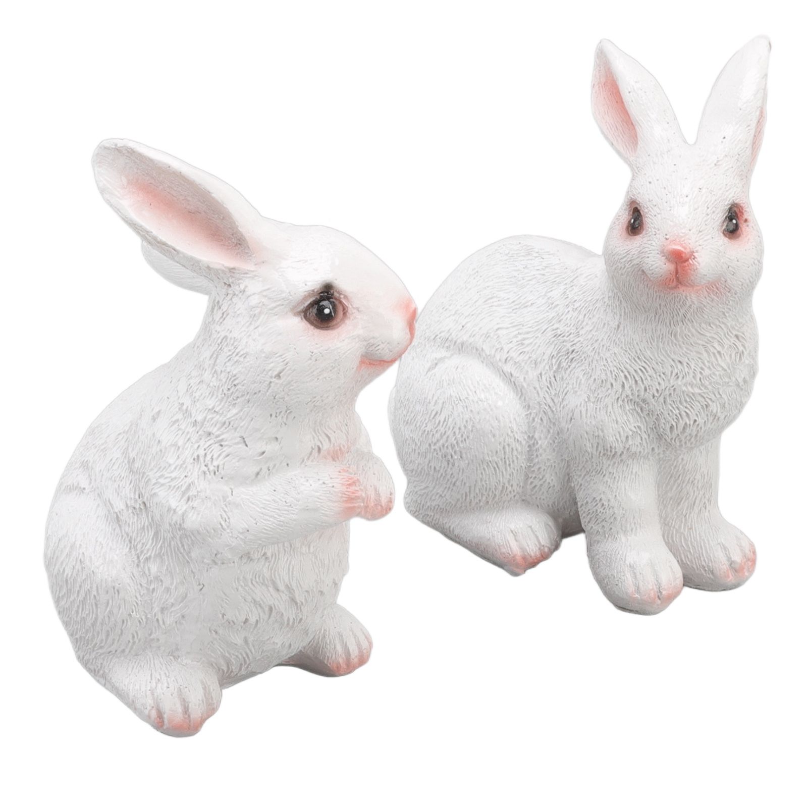 One Pair Garden Statues Rabbit Synthetic Resin Outdoor Craft Sculpture for Home Patio - Image 1