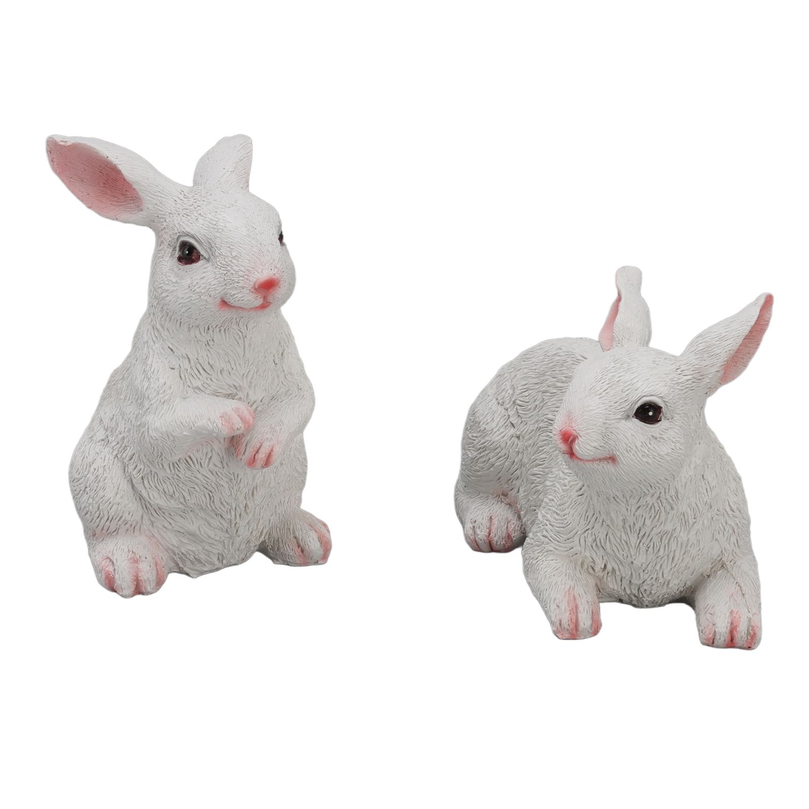 1 Pair Bunny Rabbit Ornaments Decorations Resin Art Craft Animal Model Sculpture Statue Figurine for Balcony Garden - Image 1