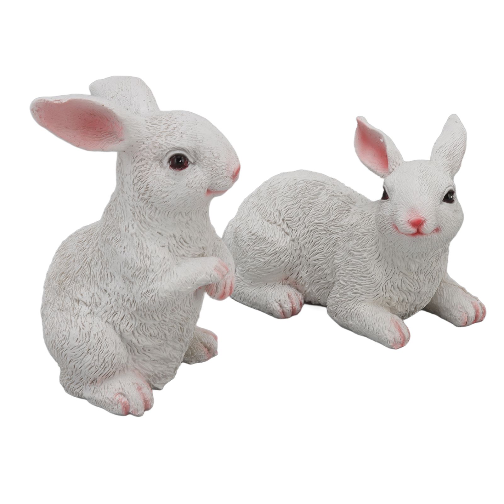 1 Pair Bunny Rabbit Ornaments Decorations Resin Art Craft Animal Model Sculpture Statue Figurine for Balcony Garden - Image 2
