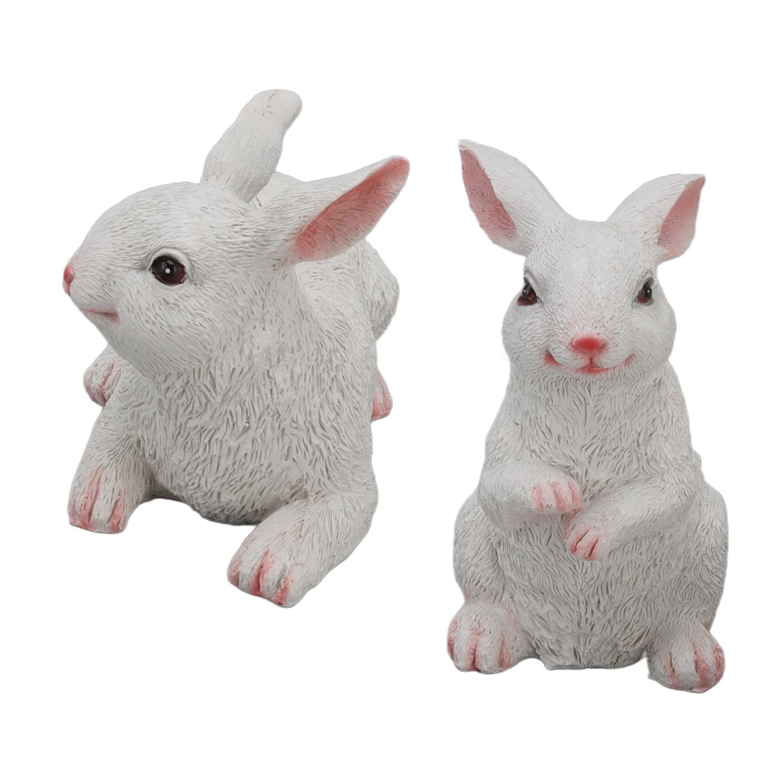 1 Pair Bunny Rabbit Ornaments Decorations Resin Art Craft Animal Model Sculpture Statue Figurine for Balcony Garden - Image 3