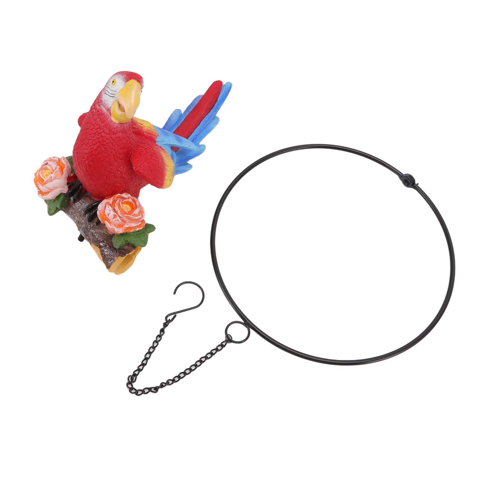 Hanging Iron Ring Parrots Resin Waterproof Exquisite Garden Hanging Parrot Statue Decor for Courtyard Balcony - Image 1