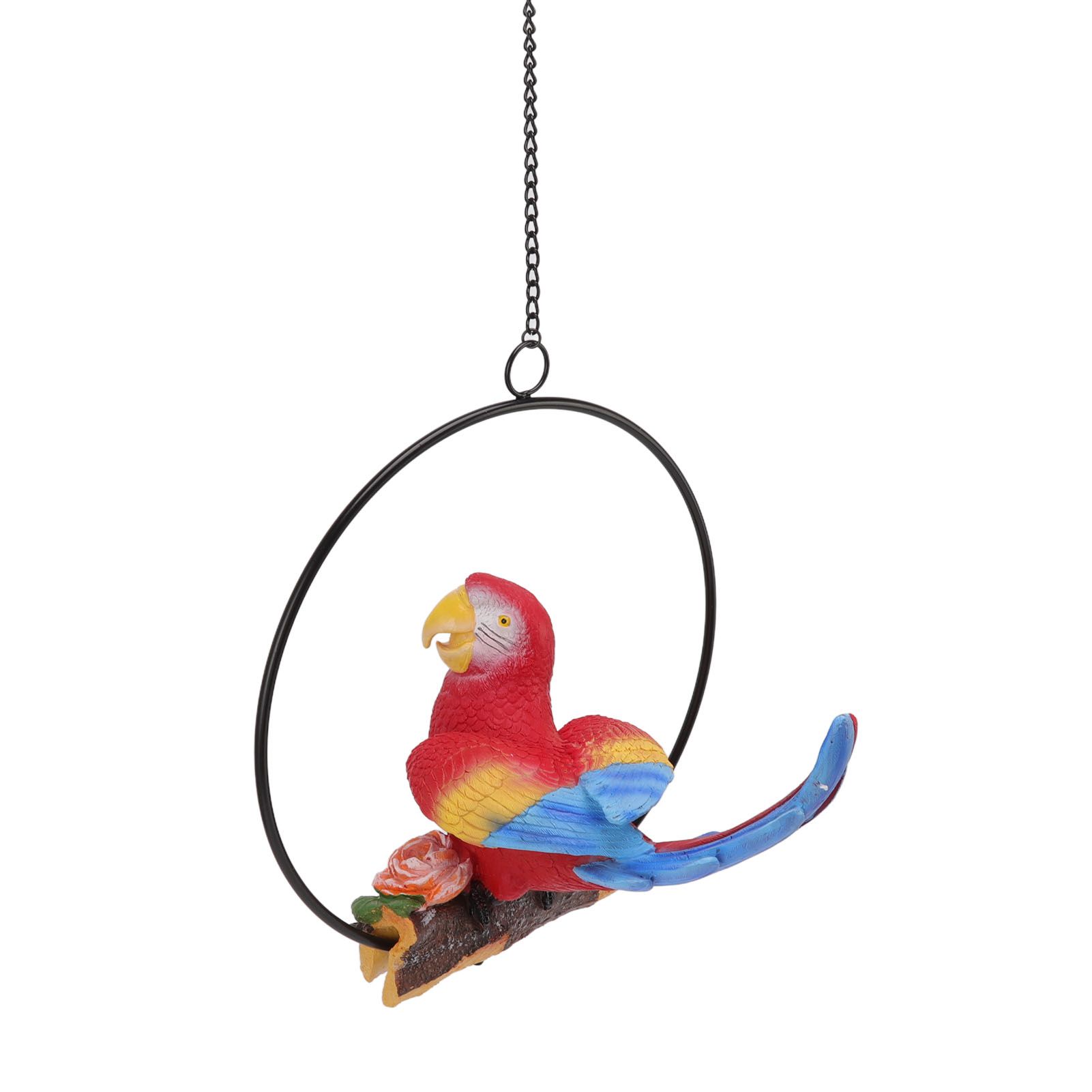 Hanging Iron Ring Parrots Resin Waterproof Exquisite Garden Hanging Parrot Statue Decor for Courtyard Balcony - Image 2