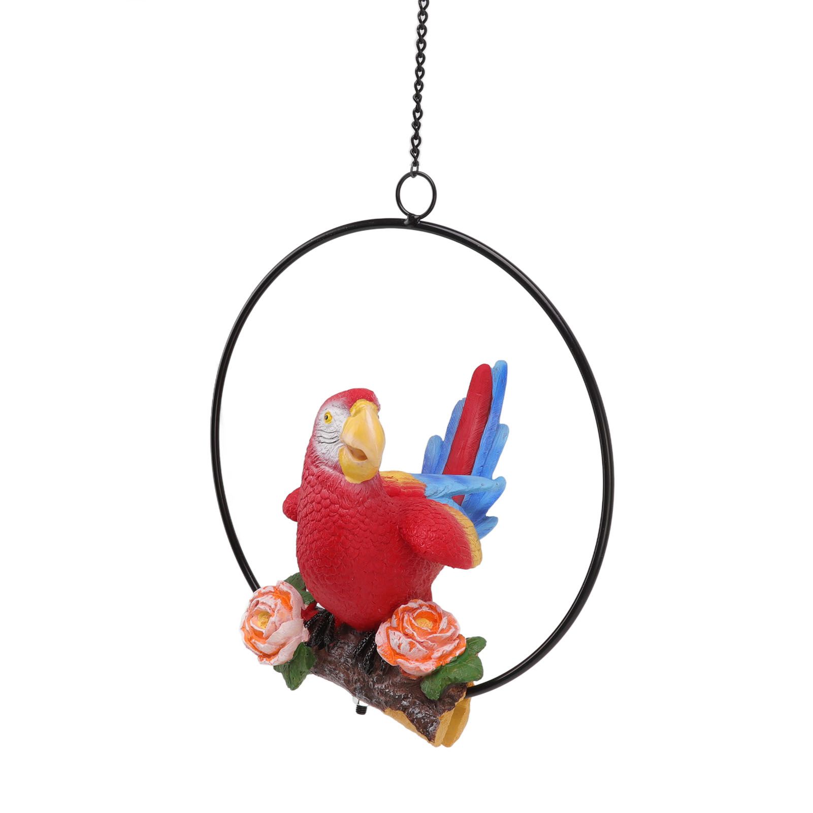 Hanging Iron Ring Parrots Resin Waterproof Exquisite Garden Hanging Parrot Statue Decor for Courtyard Balcony - Image 3