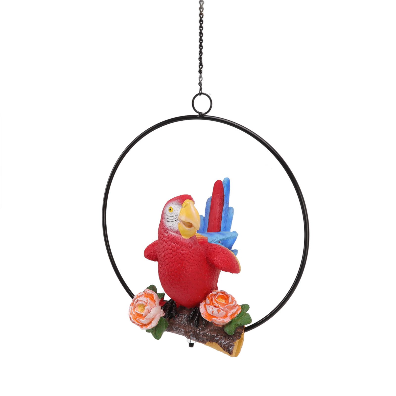 Hanging Iron Ring Parrots Resin Waterproof Exquisite Garden Hanging Parrot Statue Decor for Courtyard Balcony - Image 4