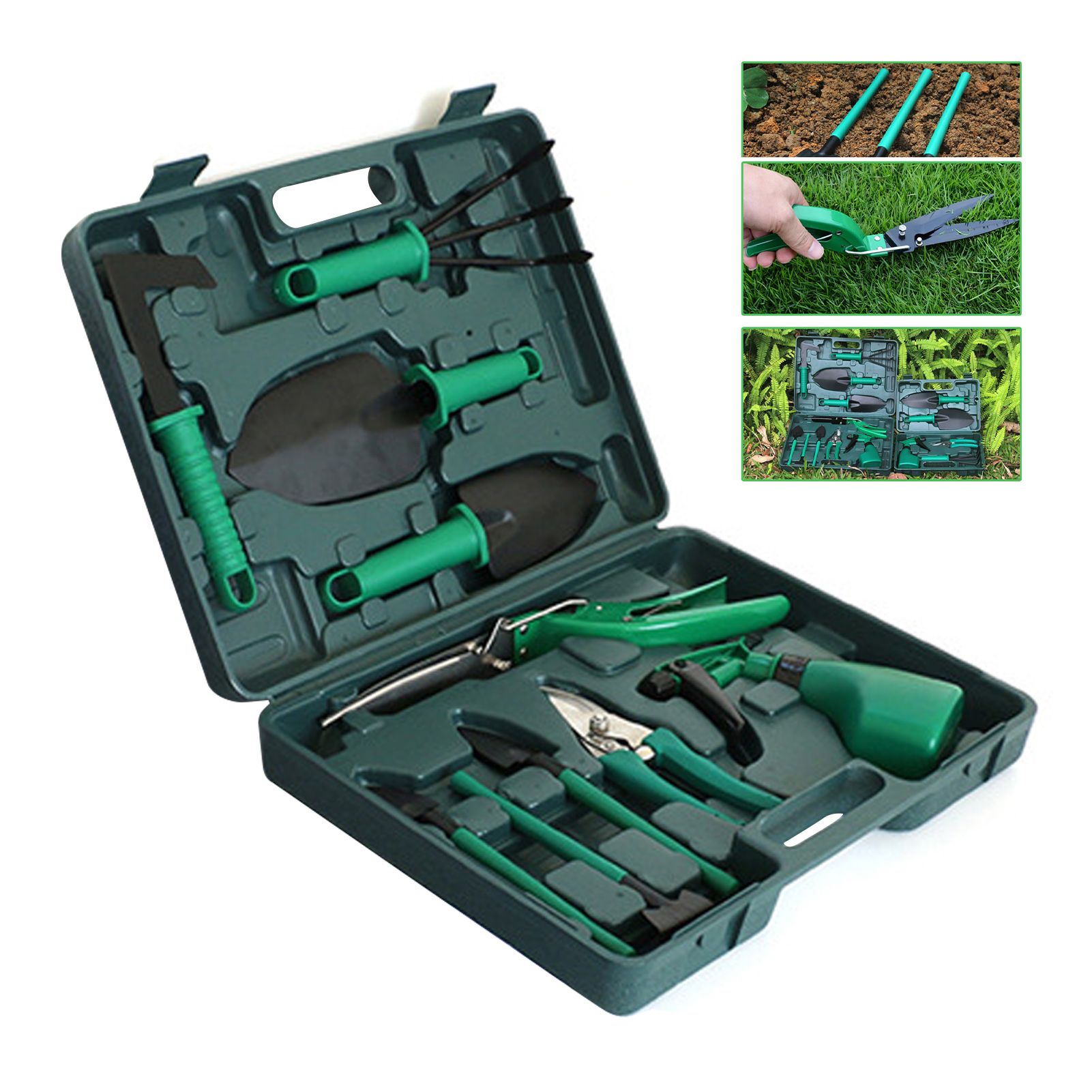 Potted Plant Pruning Shovel Kit Garden Planting Weeding Set Bonsai Trimming Garden Tools Green 10 PCS - Image 5