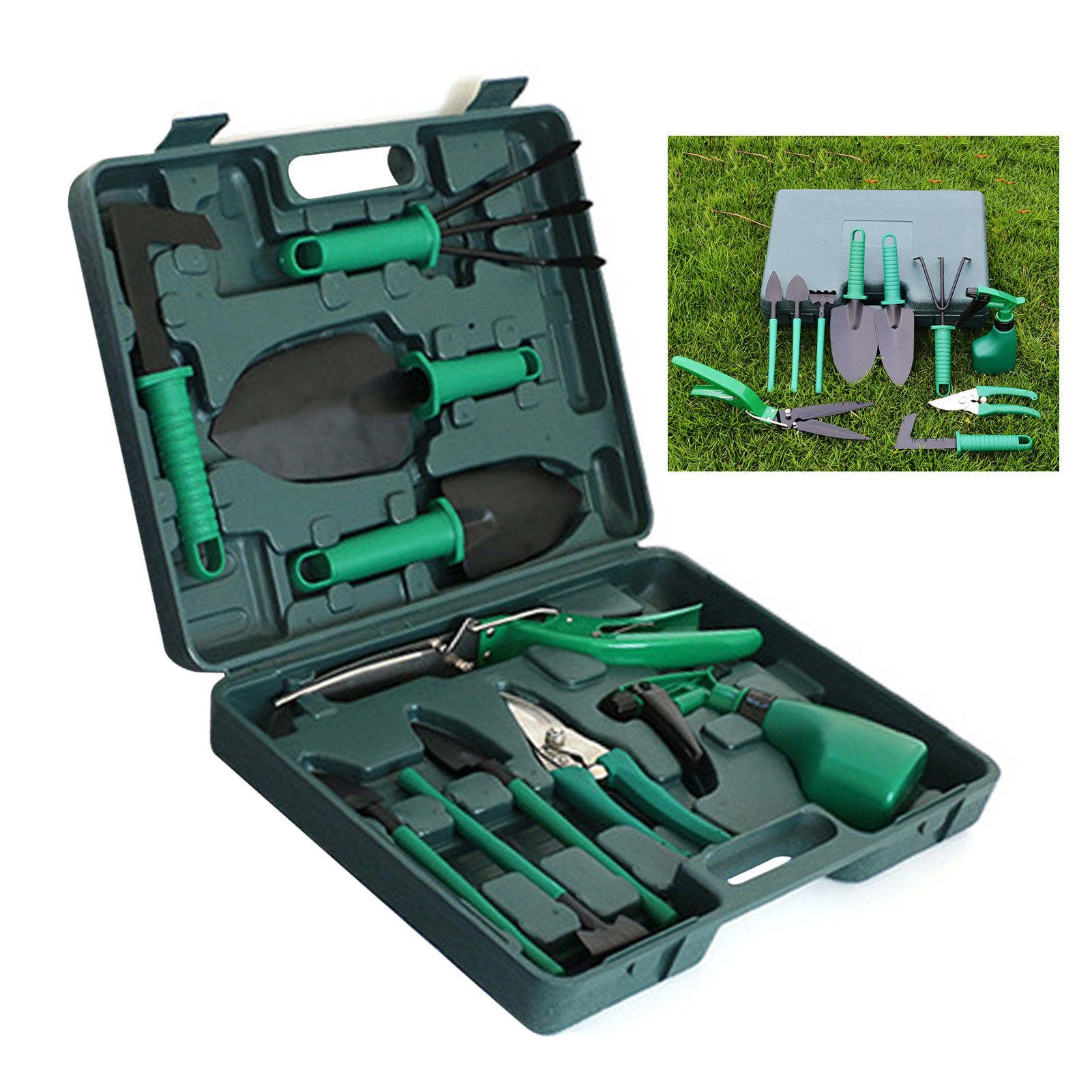 Potted Plant Pruning Shovel Kit Garden Planting Weeding Set Bonsai Trimming Garden Tools Green 10 PCS - Image 6