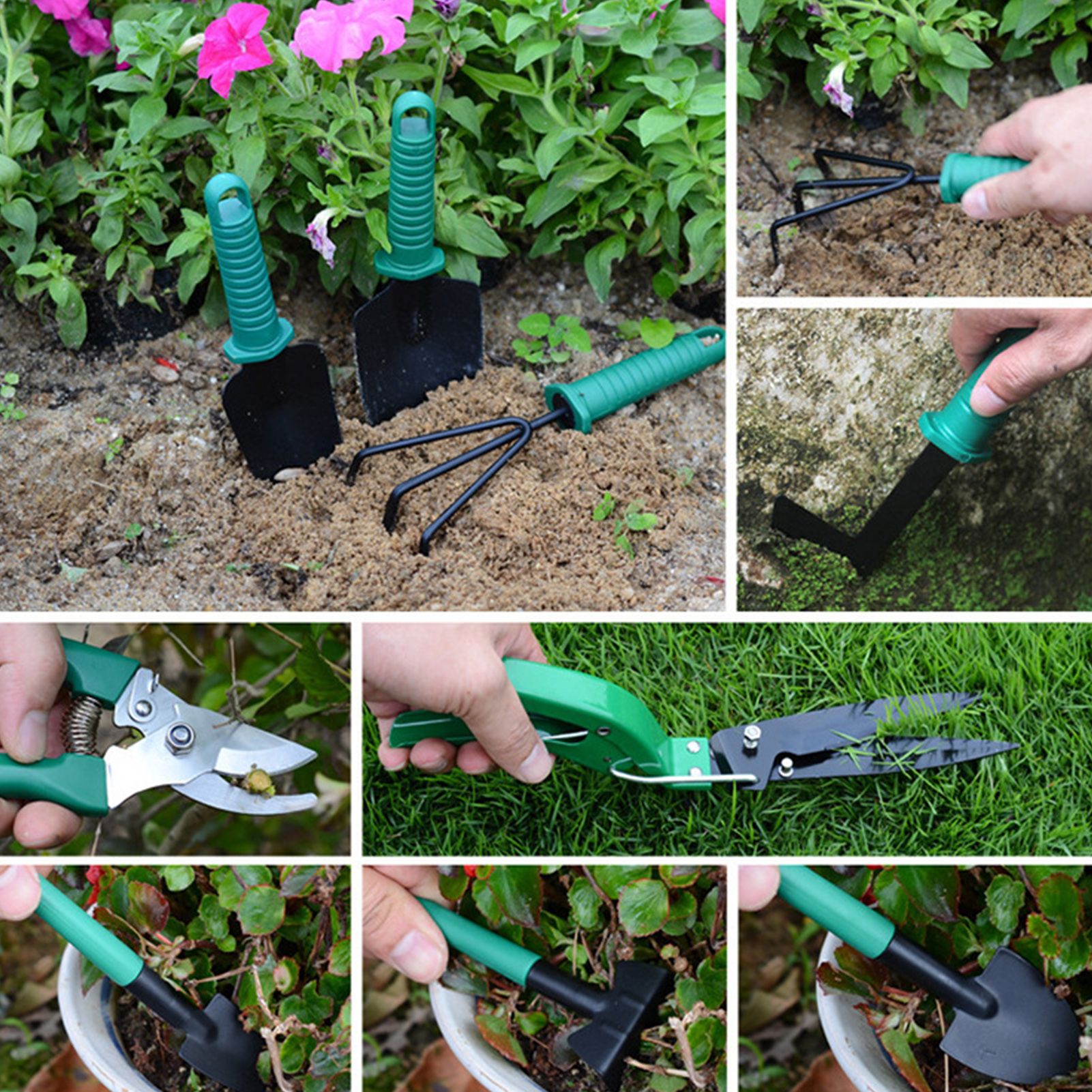 Potted Plant Pruning Shovel Kit Garden Planting Weeding Set Bonsai Trimming Garden Tools Green 10 PCS - Image 8