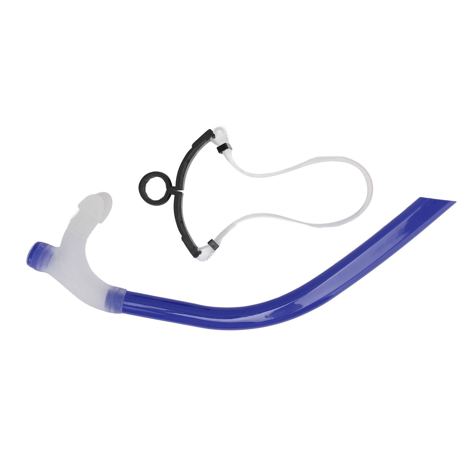 Swimming Snorkel Reduced Drag Silicone Swimming Breathing Tube with Adjustable Head Brace for Snorkeling Diving Royalblue - Image 1