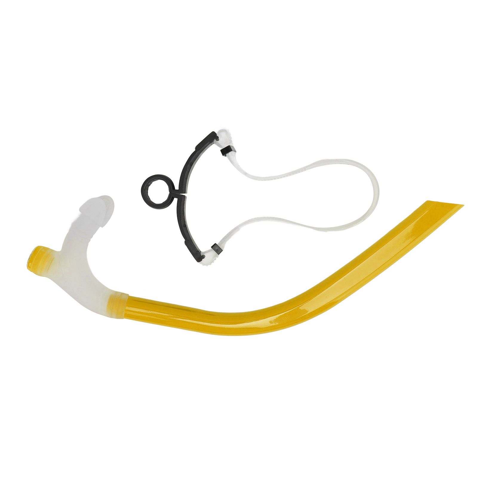 Swimming Snorkel Reduced Drag Silicone Swimming Breathing Tube with Adjustable Head Brace for Snorkeling Diving Yellow - Image 1