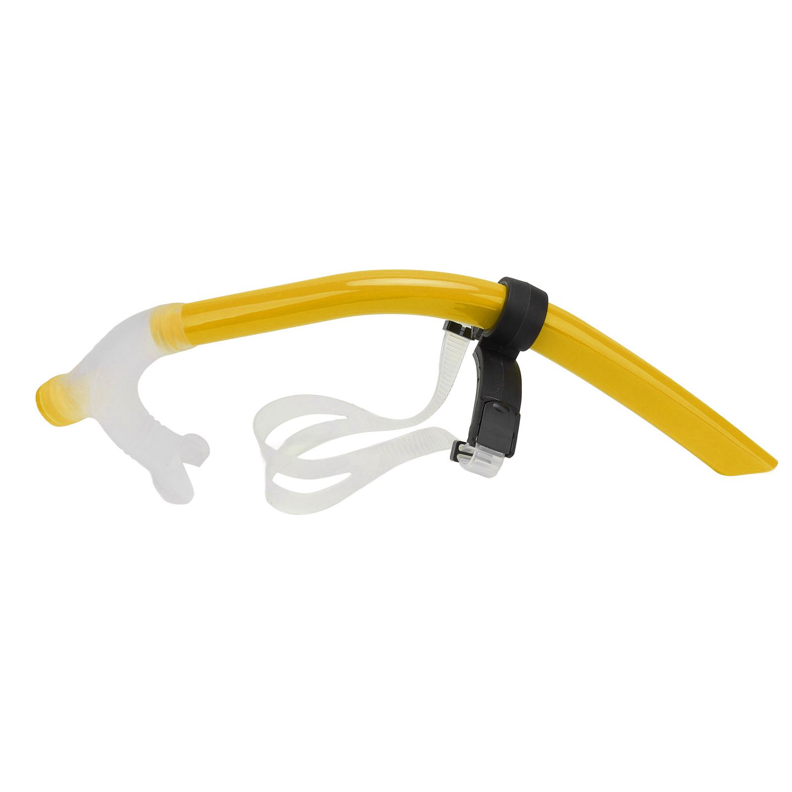 Swimming Snorkel Reduced Drag Silicone Swimming Breathing Tube with Adjustable Head Brace for Snorkeling Diving Yellow - Image 2