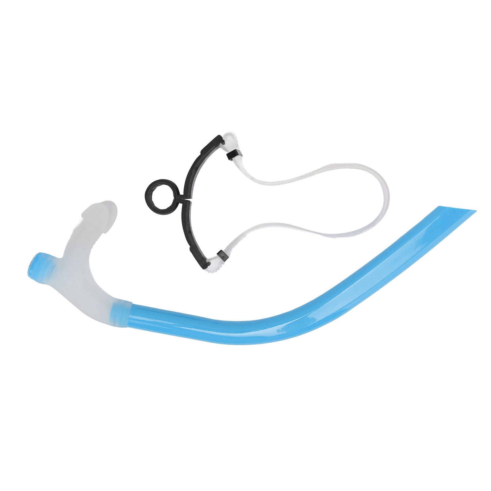 Swimming Snorkel Reduced Drag Silicone Swimming Breathing Tube with Adjustable Head Brace for Snorkeling Diving Sky Blue - Image 1