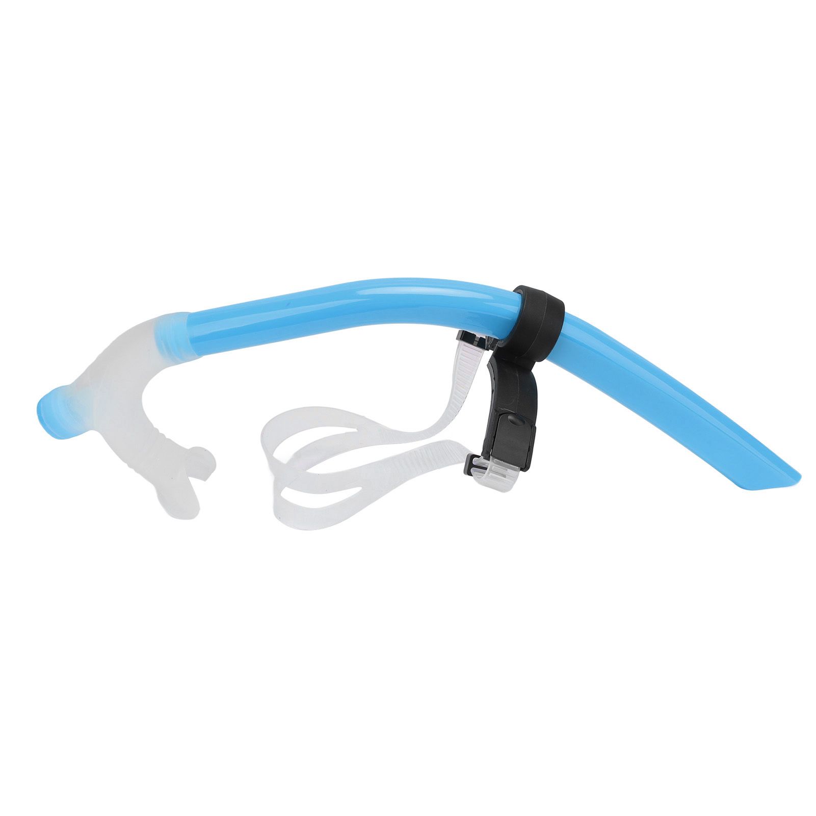 Swimming Snorkel Reduced Drag Silicone Swimming Breathing Tube with Adjustable Head Brace for Snorkeling Diving Sky Blue - Image 2