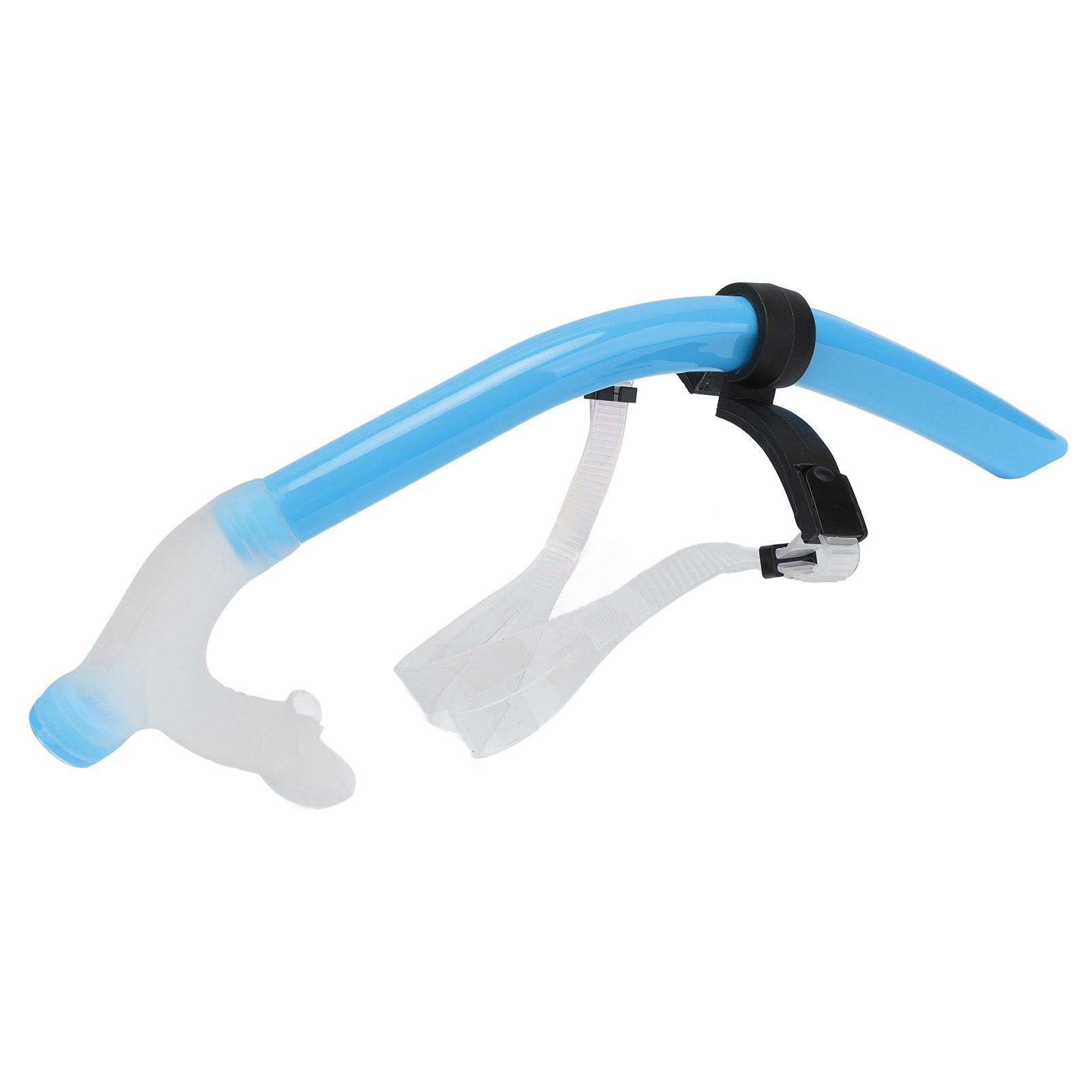 Swimming Snorkel Reduced Drag Silicone Swimming Breathing Tube with Adjustable Head Brace for Snorkeling Diving Sky Blue - Image 4