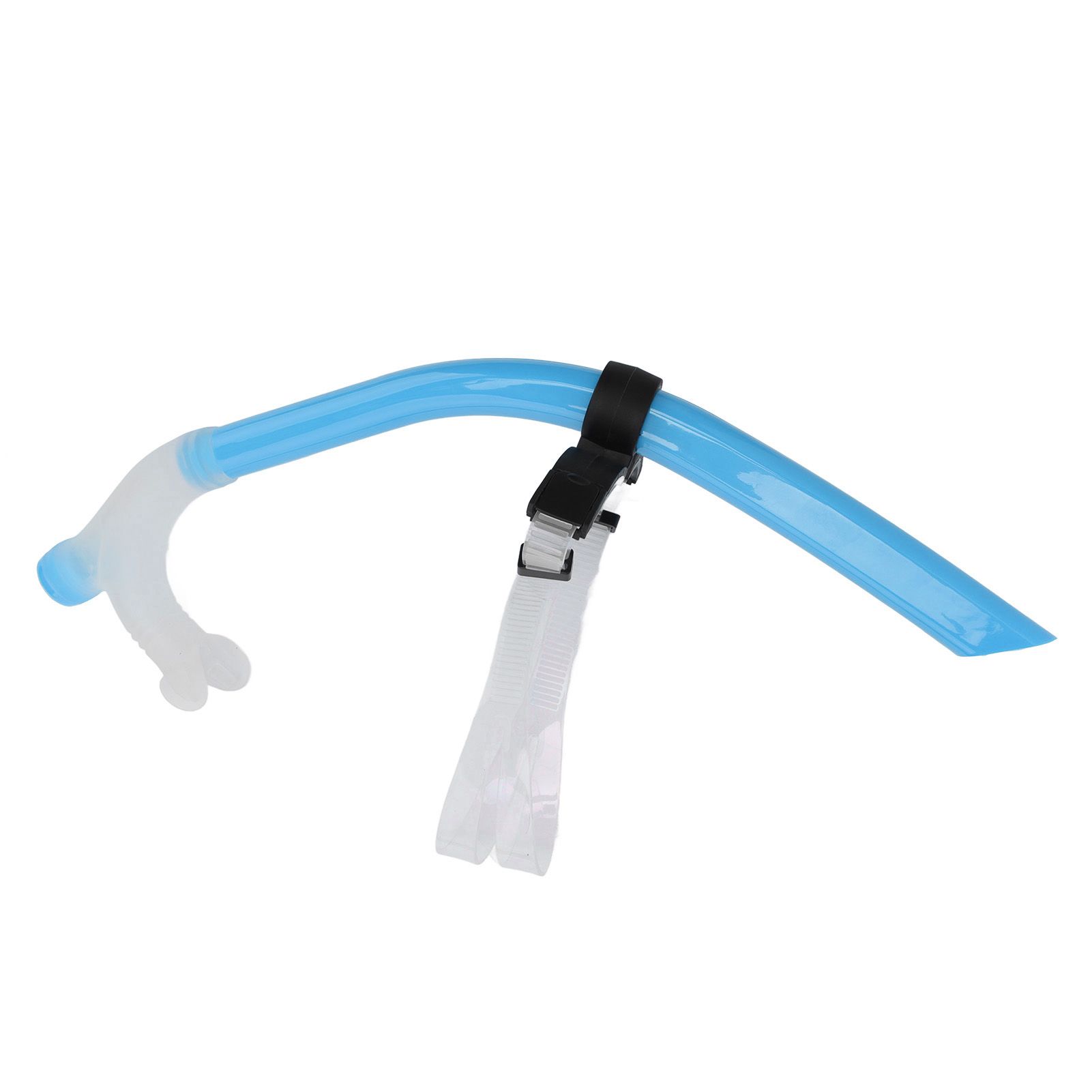 Swimming Snorkel Reduced Drag Silicone Swimming Breathing Tube with Adjustable Head Brace for Snorkeling Diving Sky Blue - Image 5