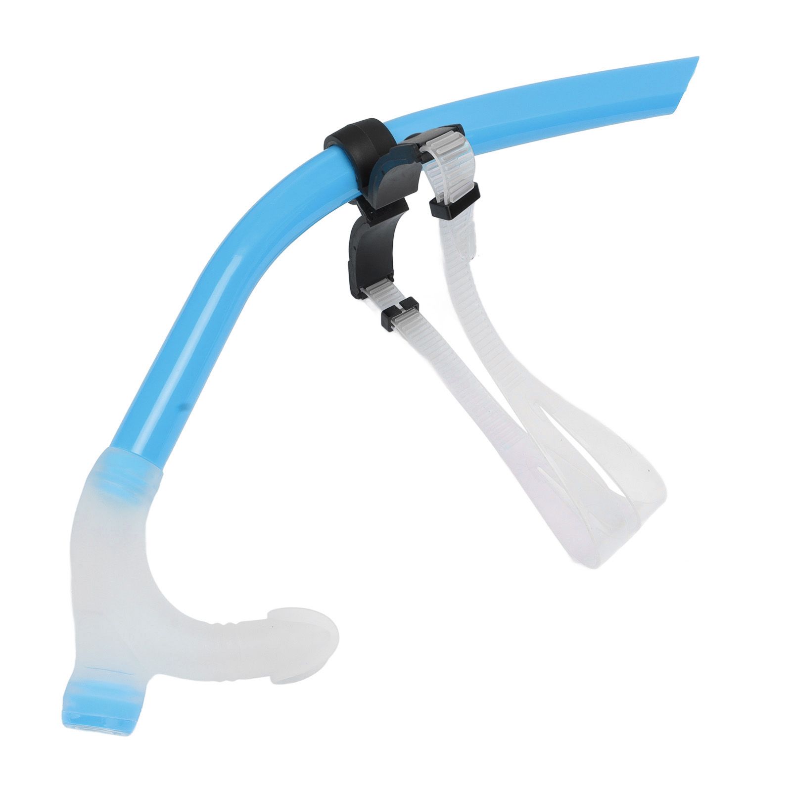 Swimming Snorkel Reduced Drag Silicone Swimming Breathing Tube with Adjustable Head Brace for Snorkeling Diving Sky Blue - Image 7