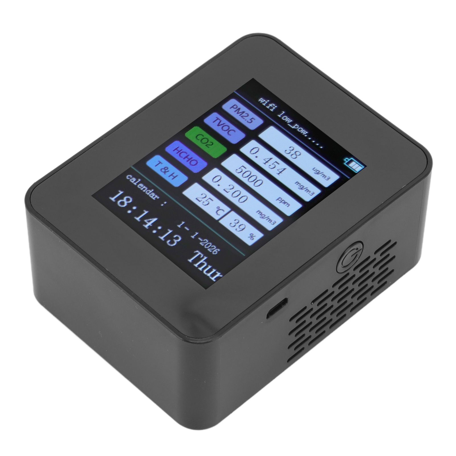 Indoor Air Quality Monitor for TUYA WiFi Smart PM2.5 Formaldehyde Testing 7 in 1 Calendar Time Function Air Quality Detector Black WIFI Version VOC - Image 3