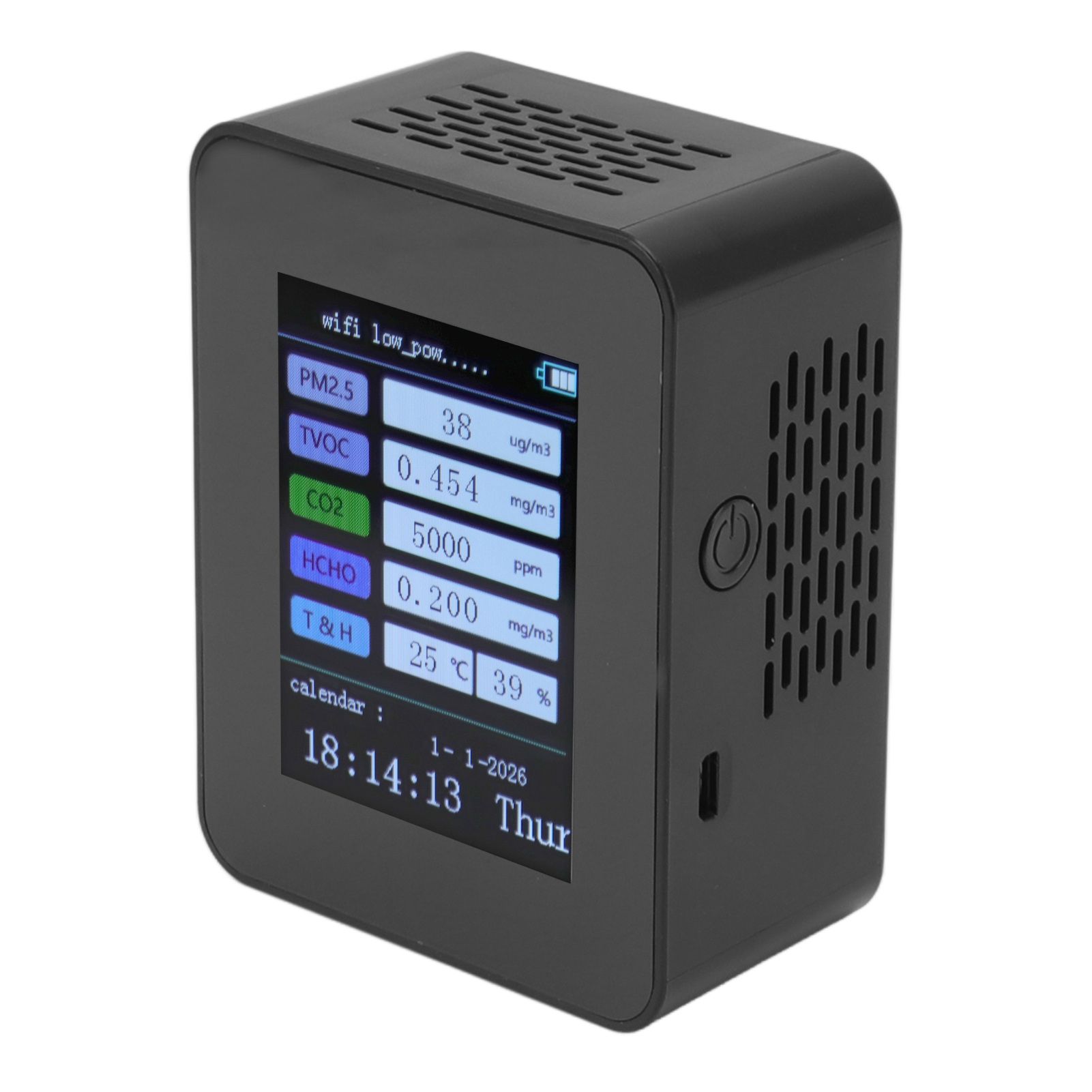 Indoor Air Quality Monitor for TUYA WiFi Smart PM2.5 Formaldehyde Testing 7 in 1 Calendar Time Function Air Quality Detector Black WIFI Version VOC - Image 6