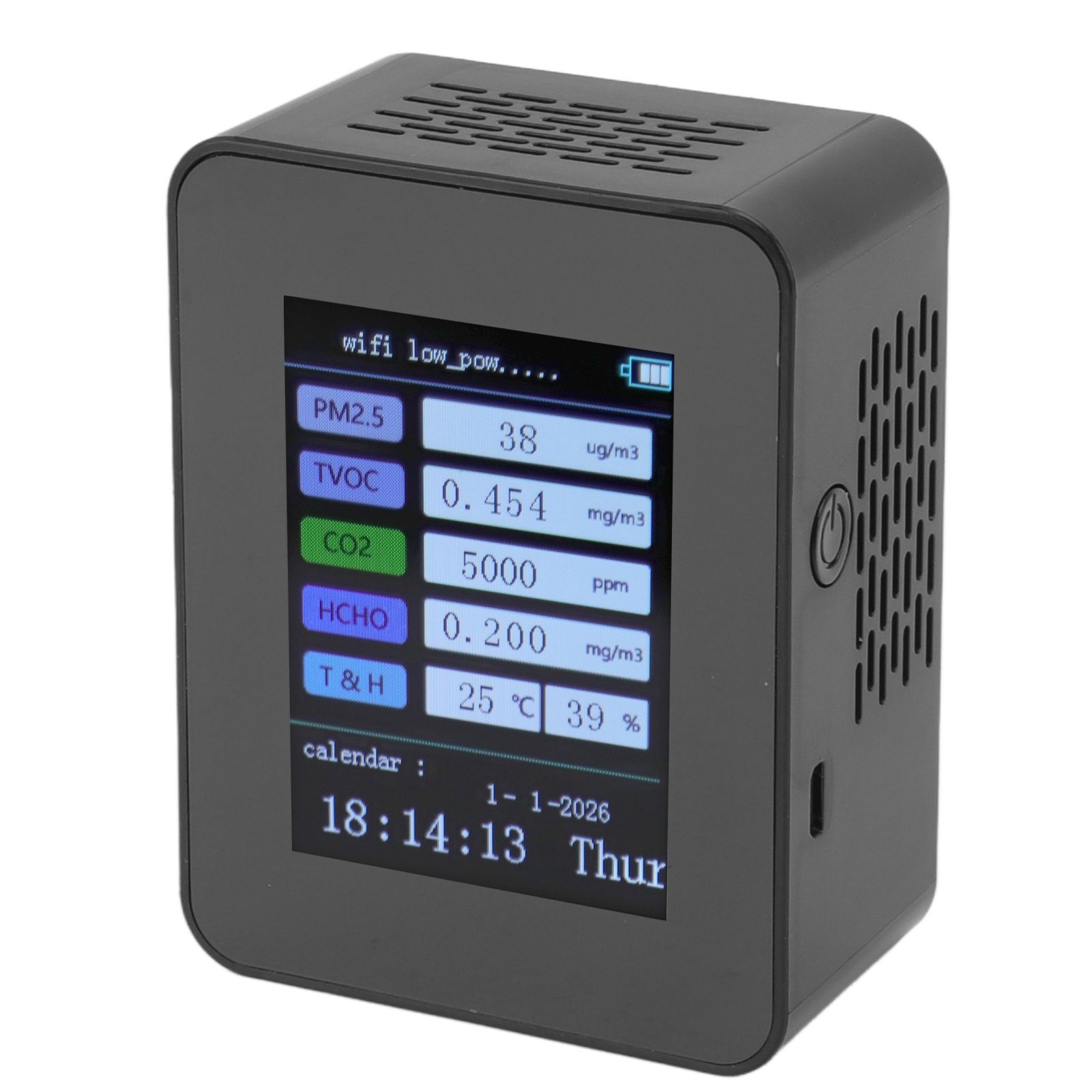 Indoor Air Quality Monitor for TUYA WiFi Smart PM2.5 Formaldehyde Testing 7 in 1 Calendar Time Function Air Quality Detector Black WIFI Version VOC - Image 8