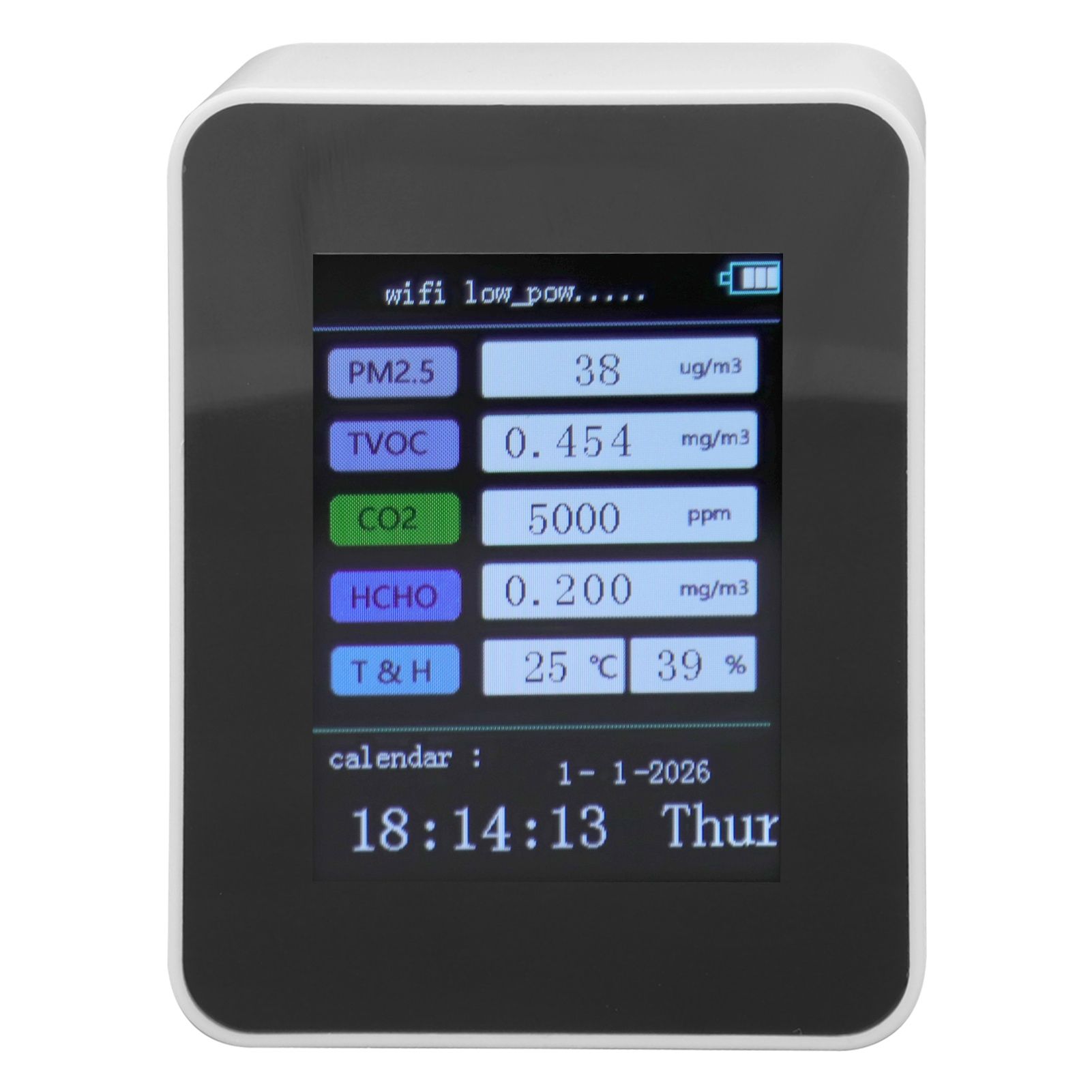 Indoor Air Quality Monitor for TUYA WiFi Smart PM2.5 Formaldehyde Testing 7 in 1 Calendar Time Function Air Quality Detector White WIFI Version VOC - Image 2