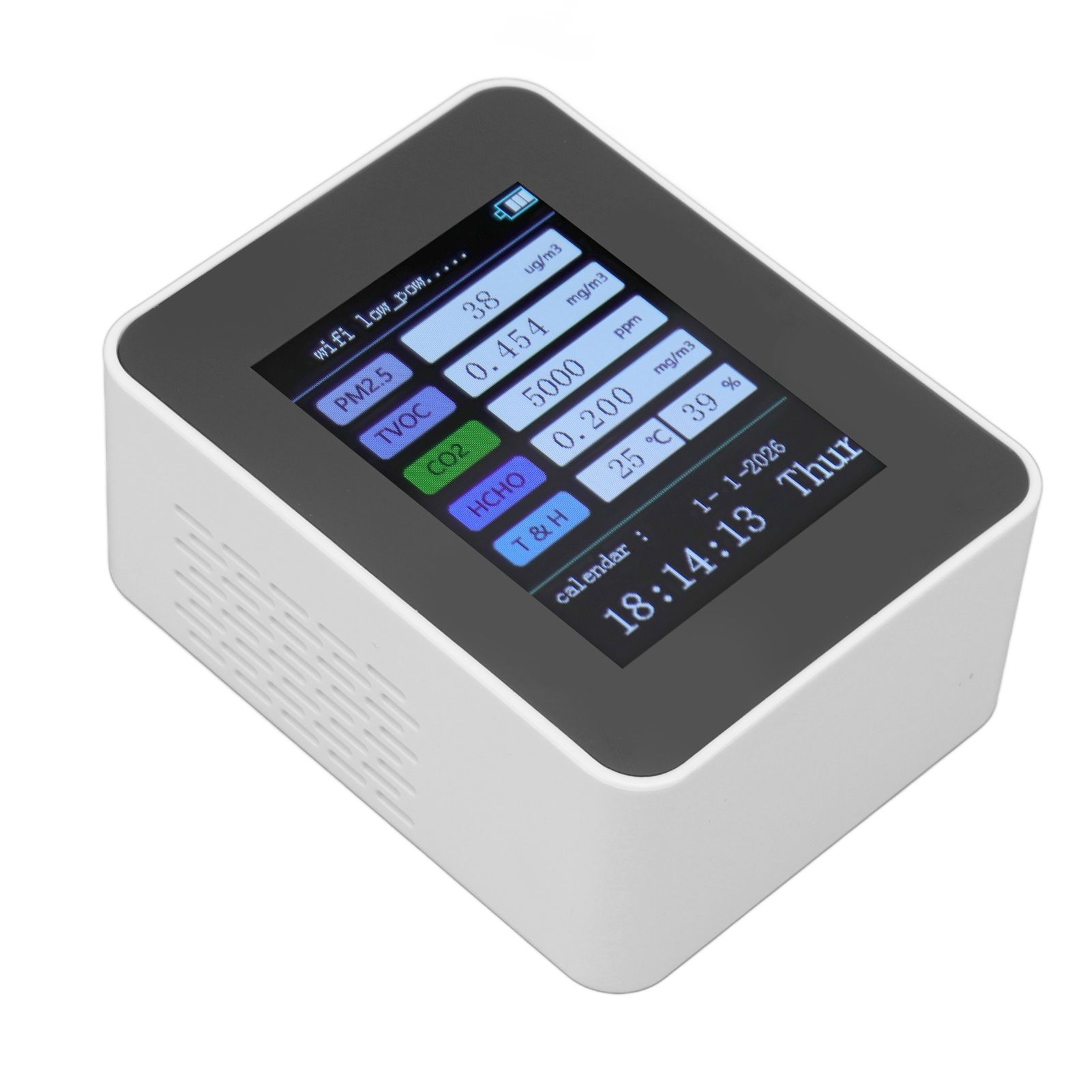 Indoor Air Quality Monitor for TUYA WiFi Smart PM2.5 Formaldehyde Testing 7 in 1 Calendar Time Function Air Quality Detector White WIFI Version VOC - Image 3
