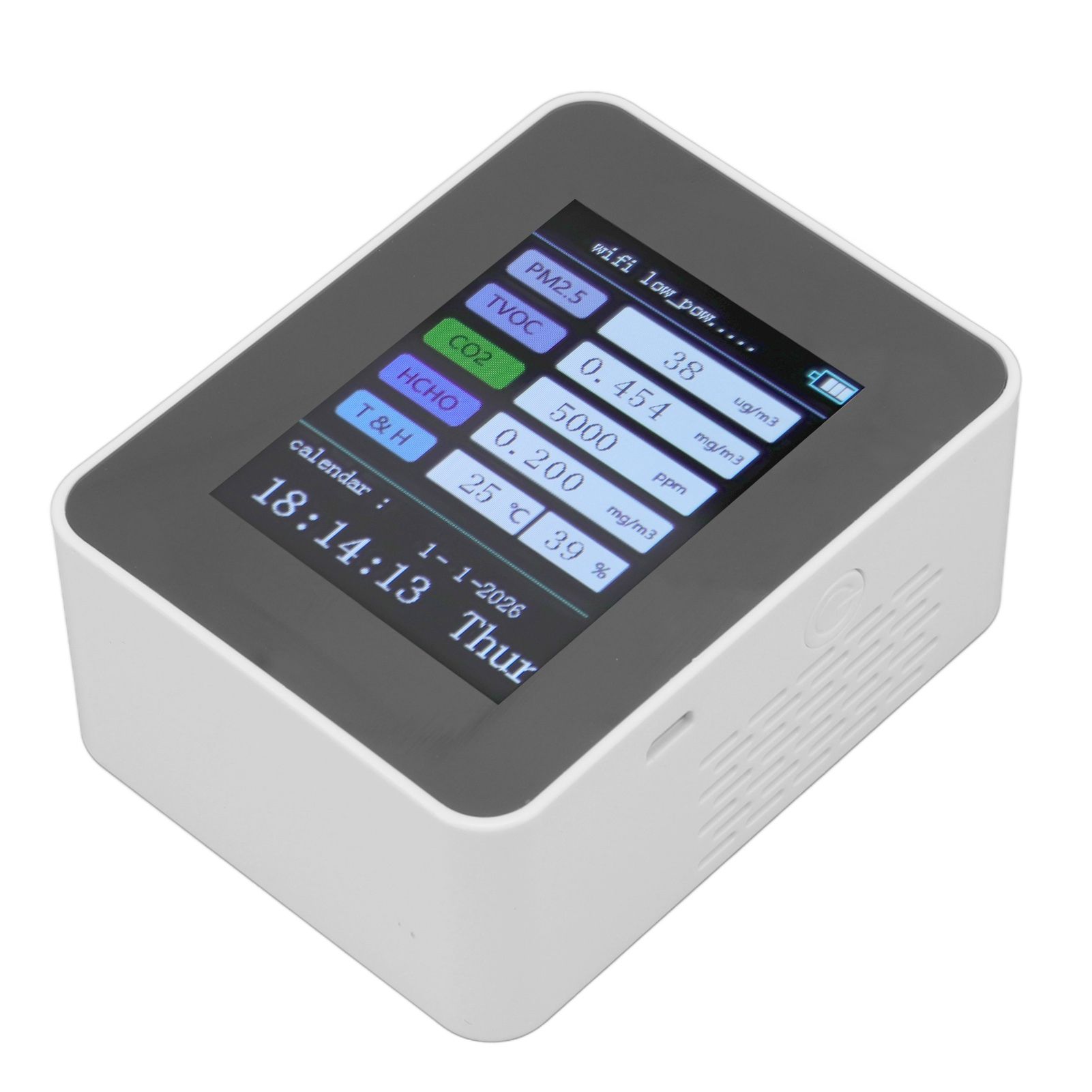 Indoor Air Quality Monitor for TUYA WiFi Smart PM2.5 Formaldehyde Testing 7 in 1 Calendar Time Function Air Quality Detector White WIFI Version VOC - Image 4