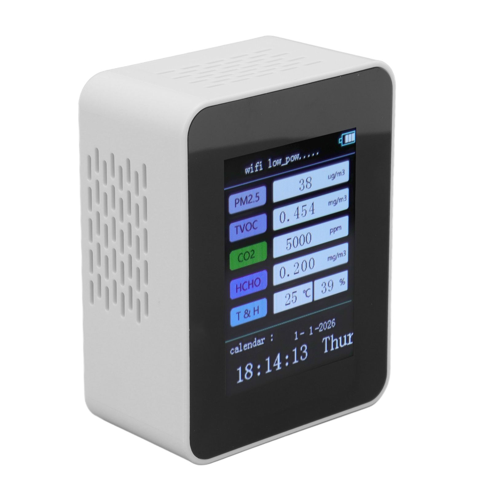 Indoor Air Quality Monitor for TUYA WiFi Smart PM2.5 Formaldehyde Testing 7 in 1 Calendar Time Function Air Quality Detector White WIFI Version VOC - Image 6