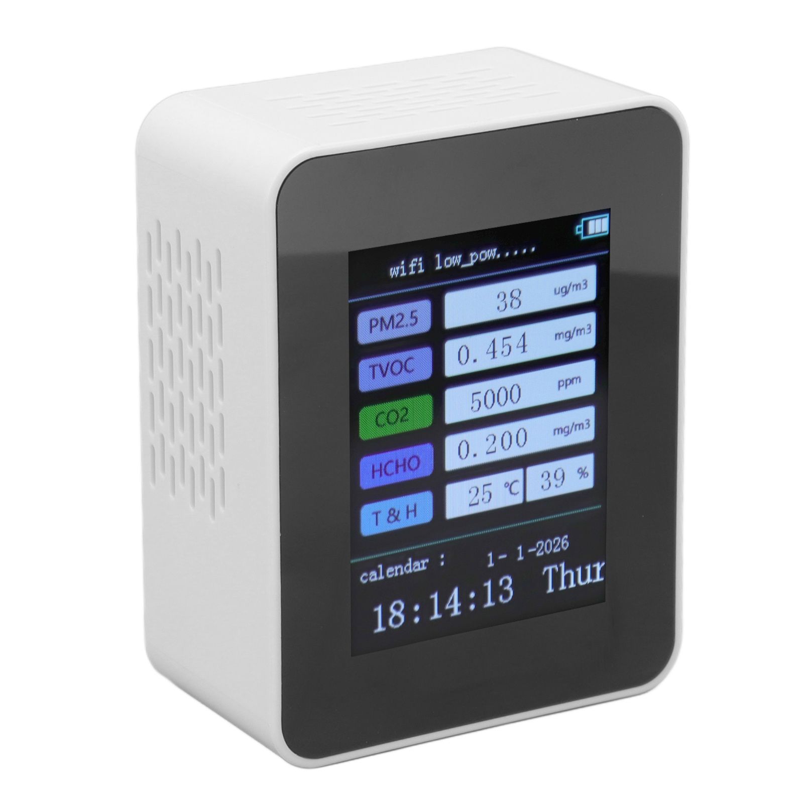 Indoor Air Quality Monitor for TUYA WiFi Smart PM2.5 Formaldehyde Testing 7 in 1 Calendar Time Function Air Quality Detector White WIFI Version VOC - Image 7