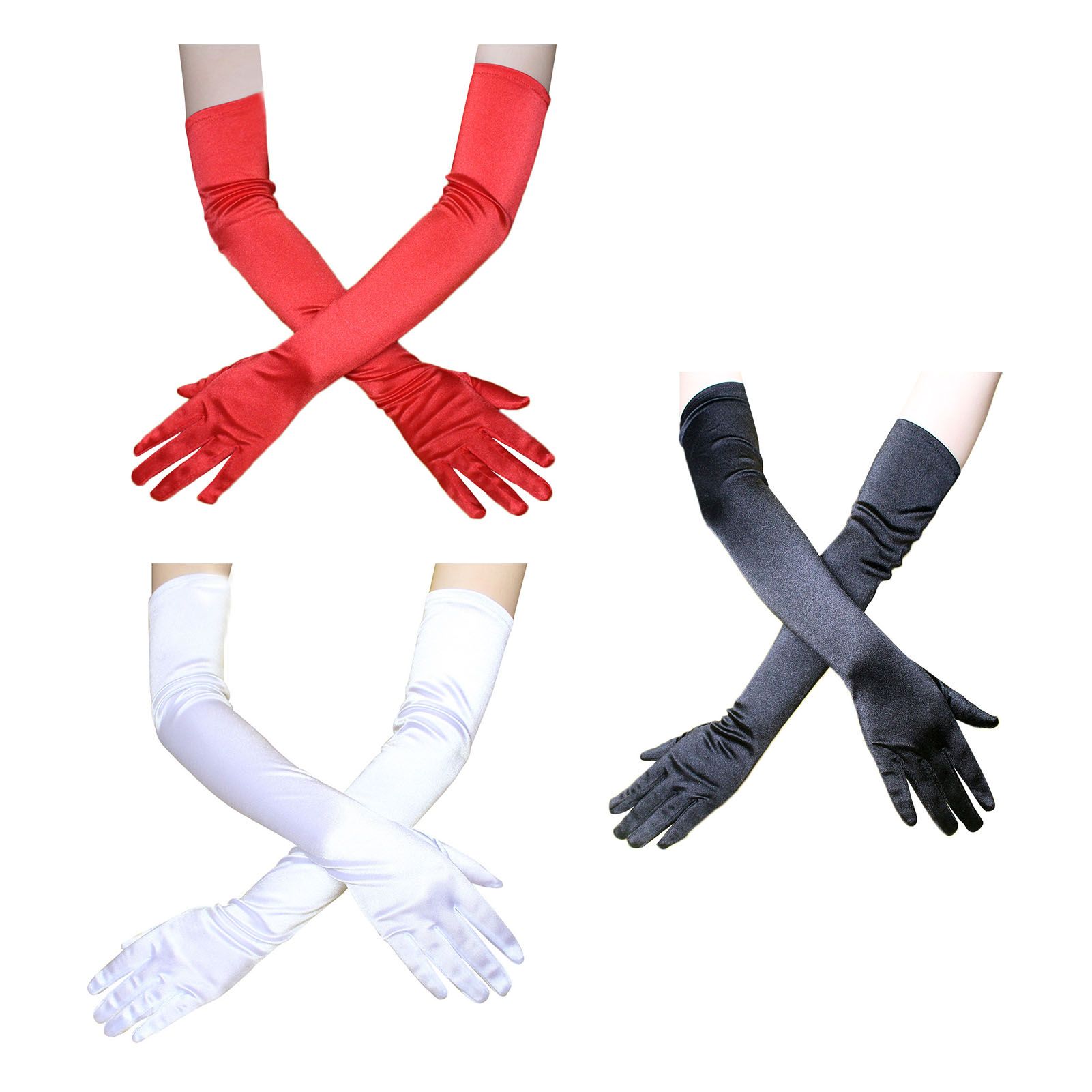 Long Satin Gloves Fashionable Stretch Long Evening Opera Satin Gloves for Wedding Performance Party - Image 2