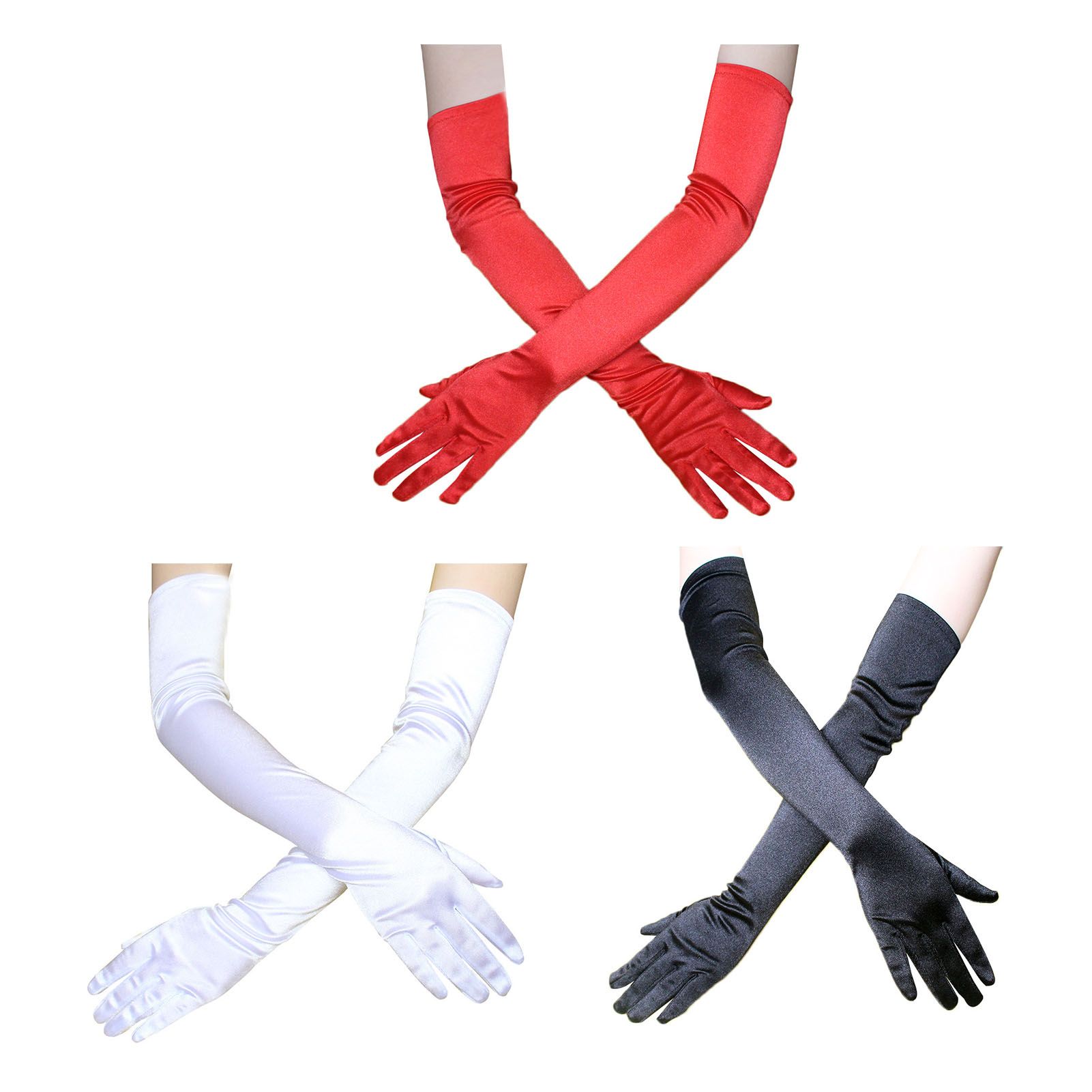 Long Satin Gloves Fashionable Stretch Long Evening Opera Satin Gloves for Wedding Performance Party - Image 3