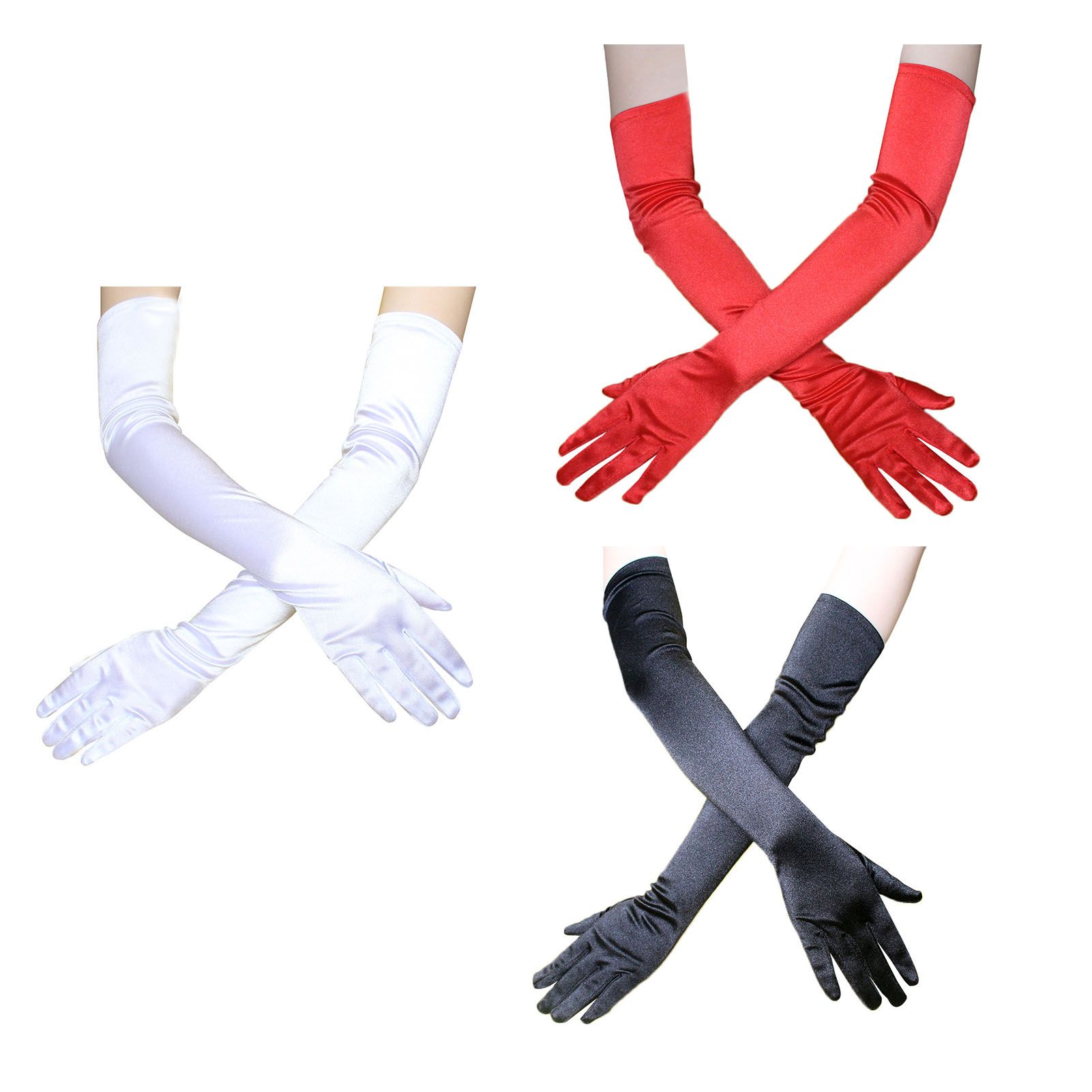 Long Satin Gloves Fashionable Stretch Long Evening Opera Satin Gloves for Wedding Performance Party - Image 4