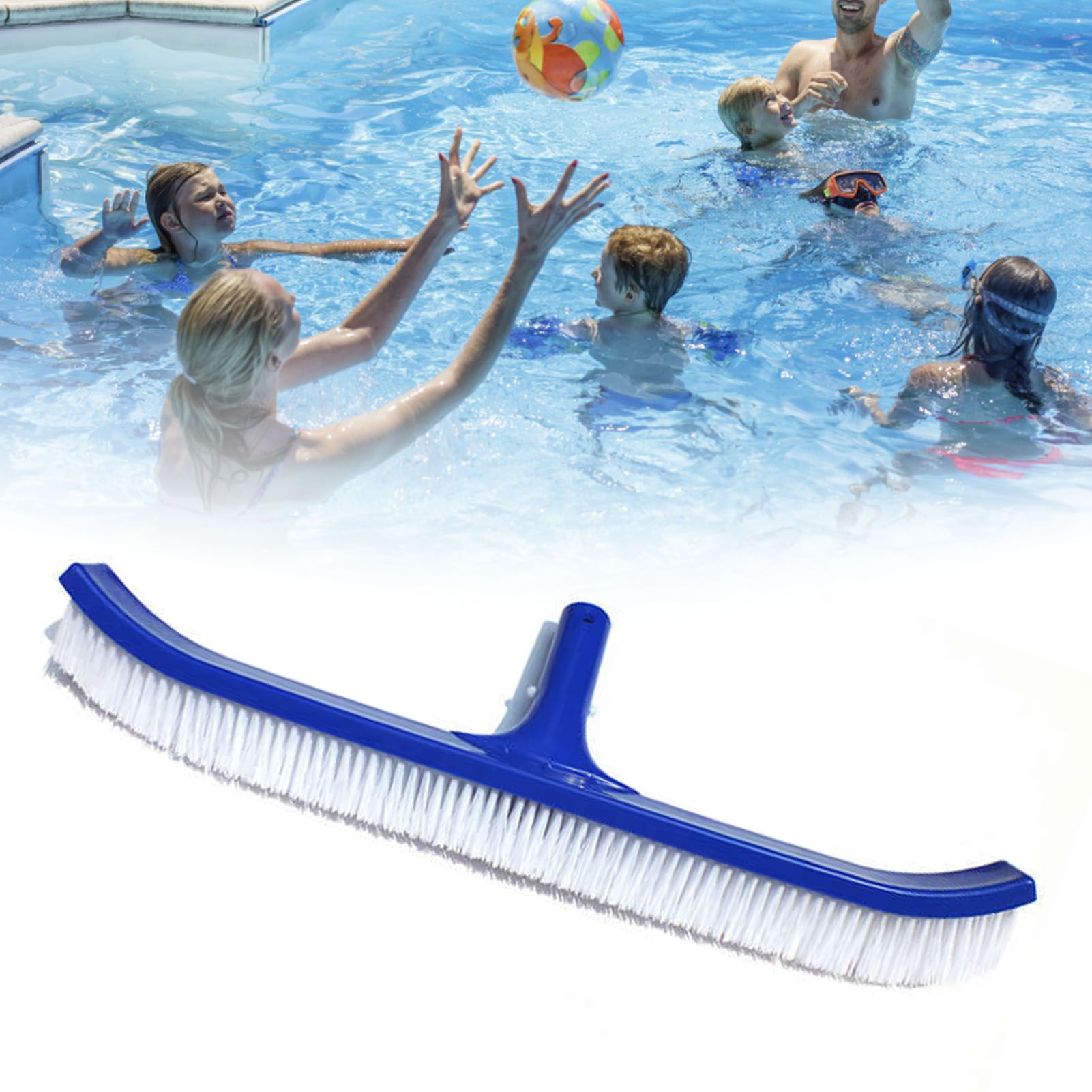 18in Pool Brushes for Cleaning Pool Wall Tile Nylon Bristle Pool Brush Head Curved Ends - Image 5