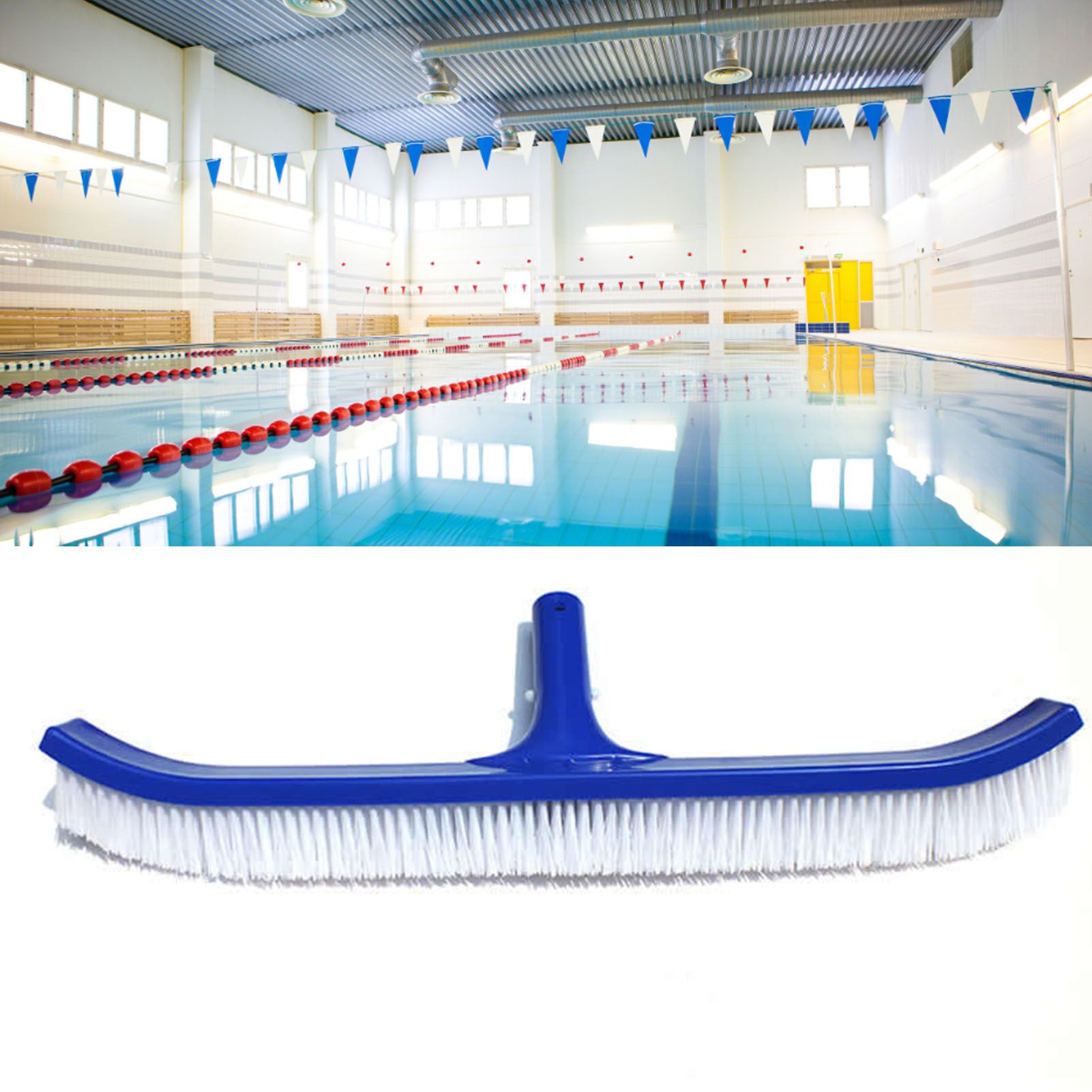 18in Pool Brushes for Cleaning Pool Wall Tile Nylon Bristle Pool Brush Head Curved Ends - Image 6