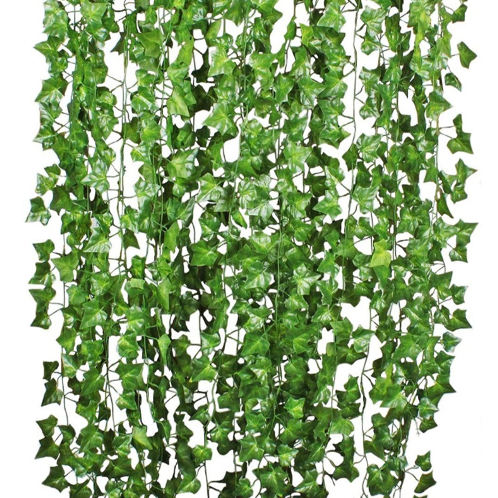 Simulated Ivy Cane Creeper Ivy Decorative Green Plants Ceiling Artificial Vine Eucalyptus Leaves 12PCS - Image 1