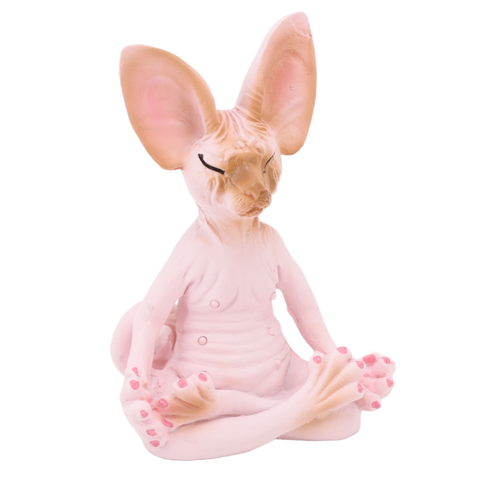 Cat Meditate Statue Vivid Details Cat Meditate Collectible Figurines for Homes Office Yoga Room Ornaments Gifts Pink - Image 2