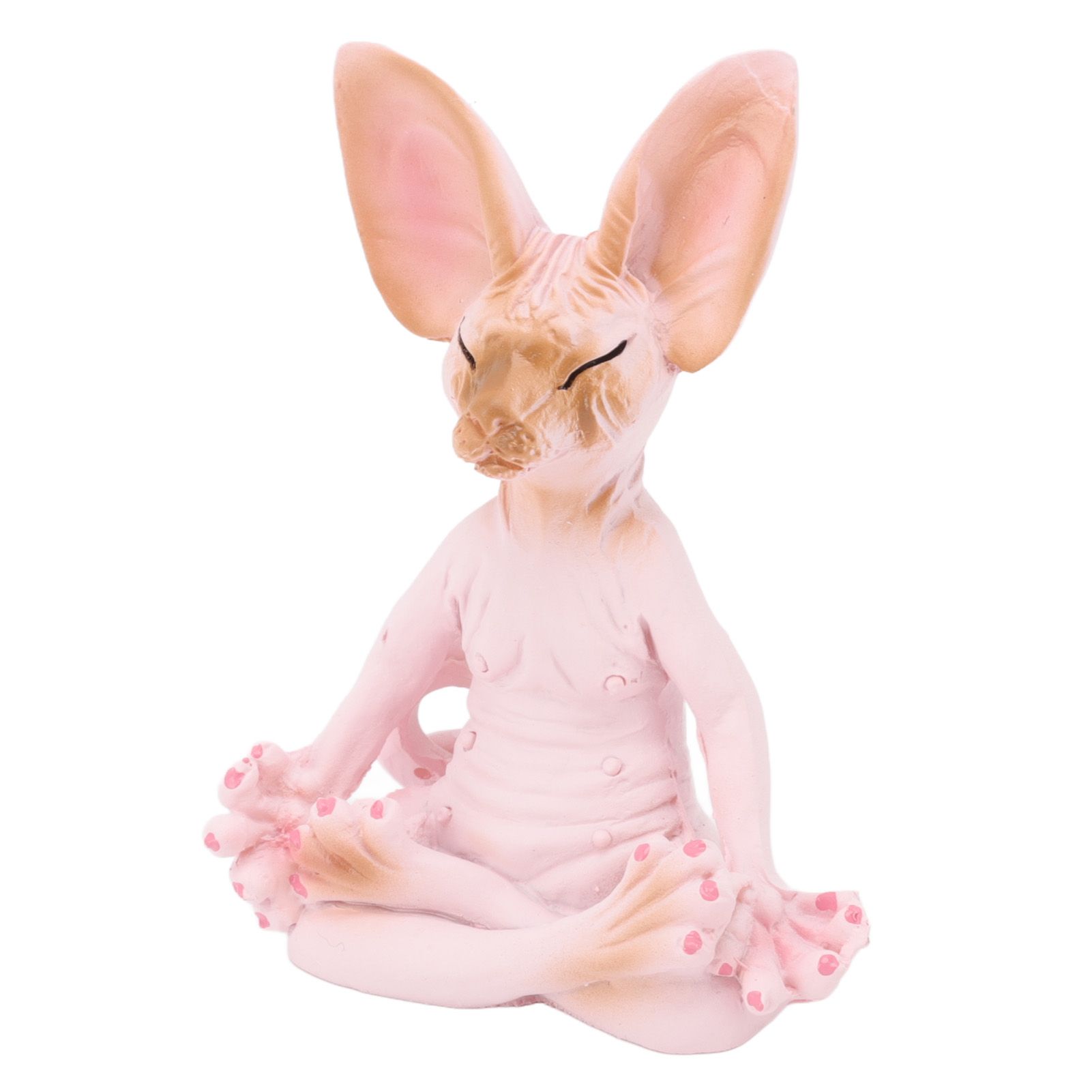Cat Meditate Statue Vivid Details Cat Meditate Collectible Figurines for Homes Office Yoga Room Ornaments Gifts Pink - Image 3
