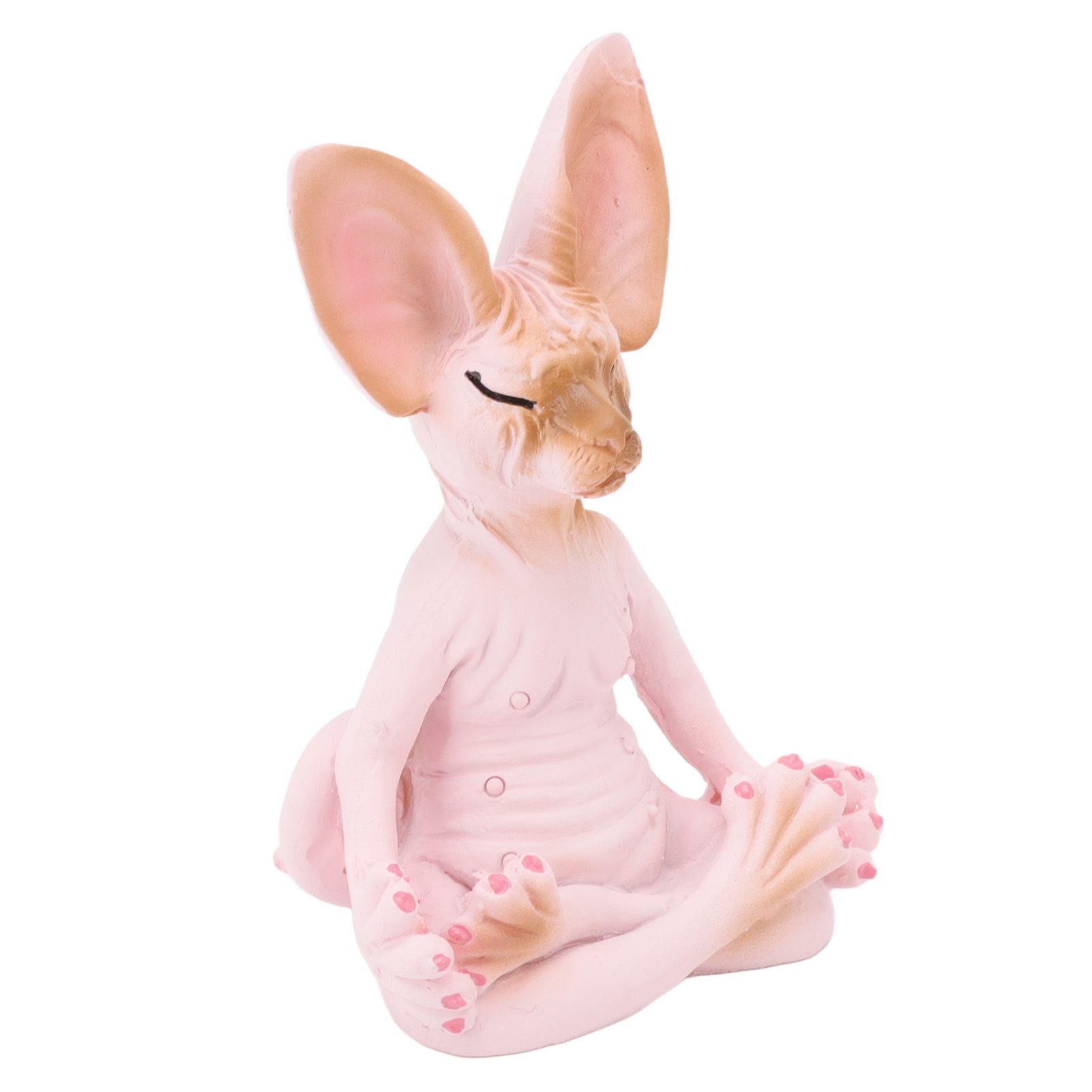 Cat Meditate Statue Vivid Details Cat Meditate Collectible Figurines for Homes Office Yoga Room Ornaments Gifts Pink - Image 4