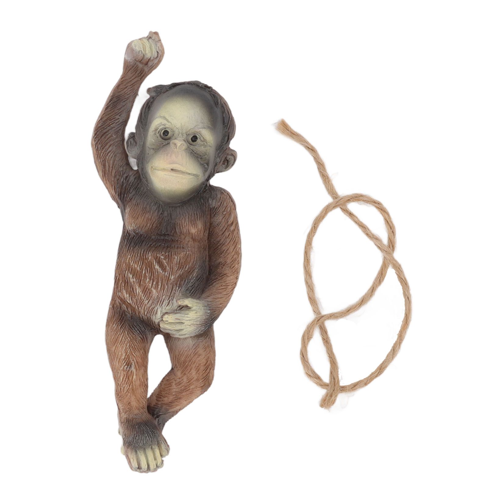 Baby Monkey Hanging Statue Exquisite Carving Resin Brown Monkey Sculptures for Trees Gardens - Image 1
