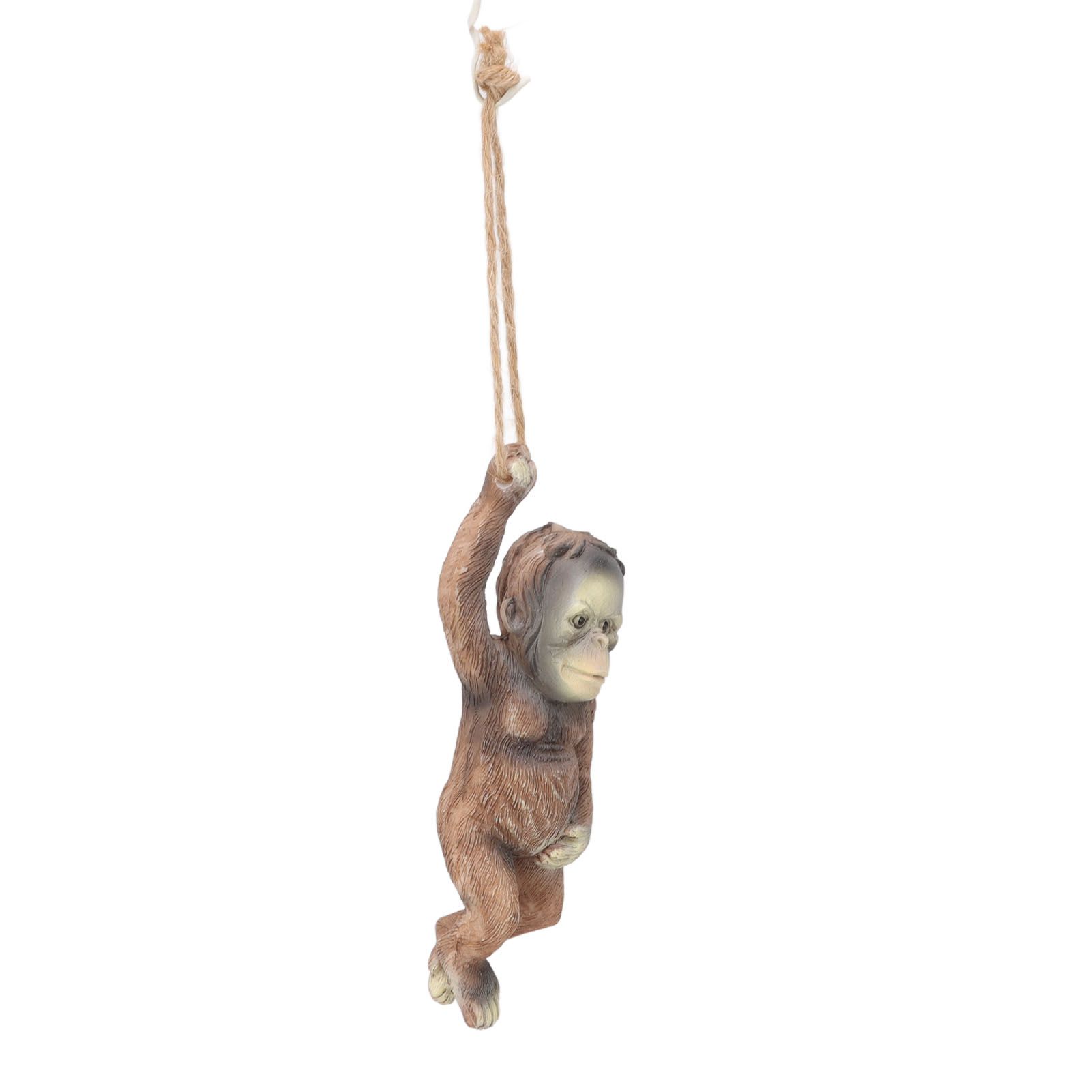 Baby Monkey Hanging Statue Exquisite Carving Resin Brown Monkey Sculptures for Trees Gardens - Image 5