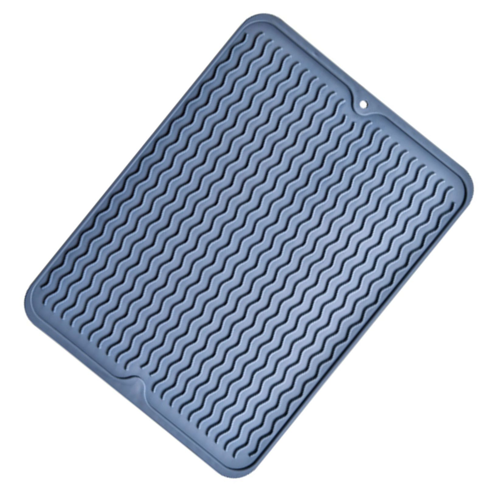 Table Insulating Rubber Mat Anti Slip Waterproof Heat Resistant Dish Drying Placemat for Kitchen Blue - Image 2