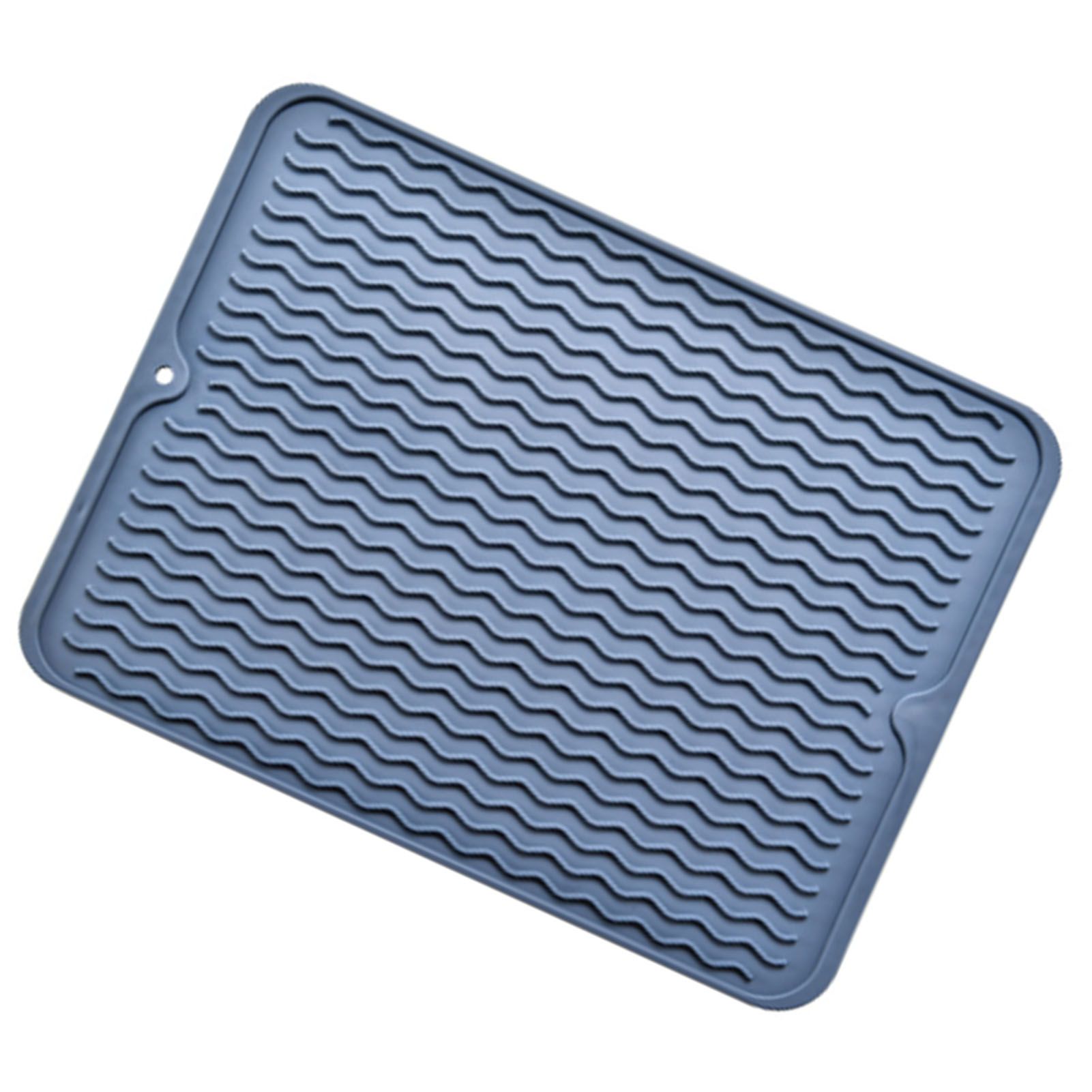 Table Insulating Rubber Mat Anti Slip Waterproof Heat Resistant Dish Drying Placemat for Kitchen Blue - Image 3