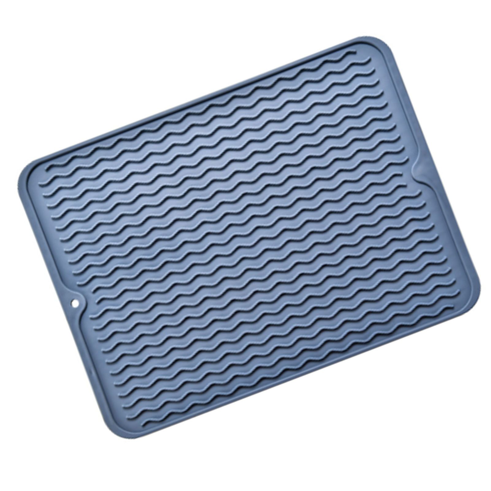 Table Insulating Rubber Mat Anti Slip Waterproof Heat Resistant Dish Drying Placemat for Kitchen Blue - Image 4