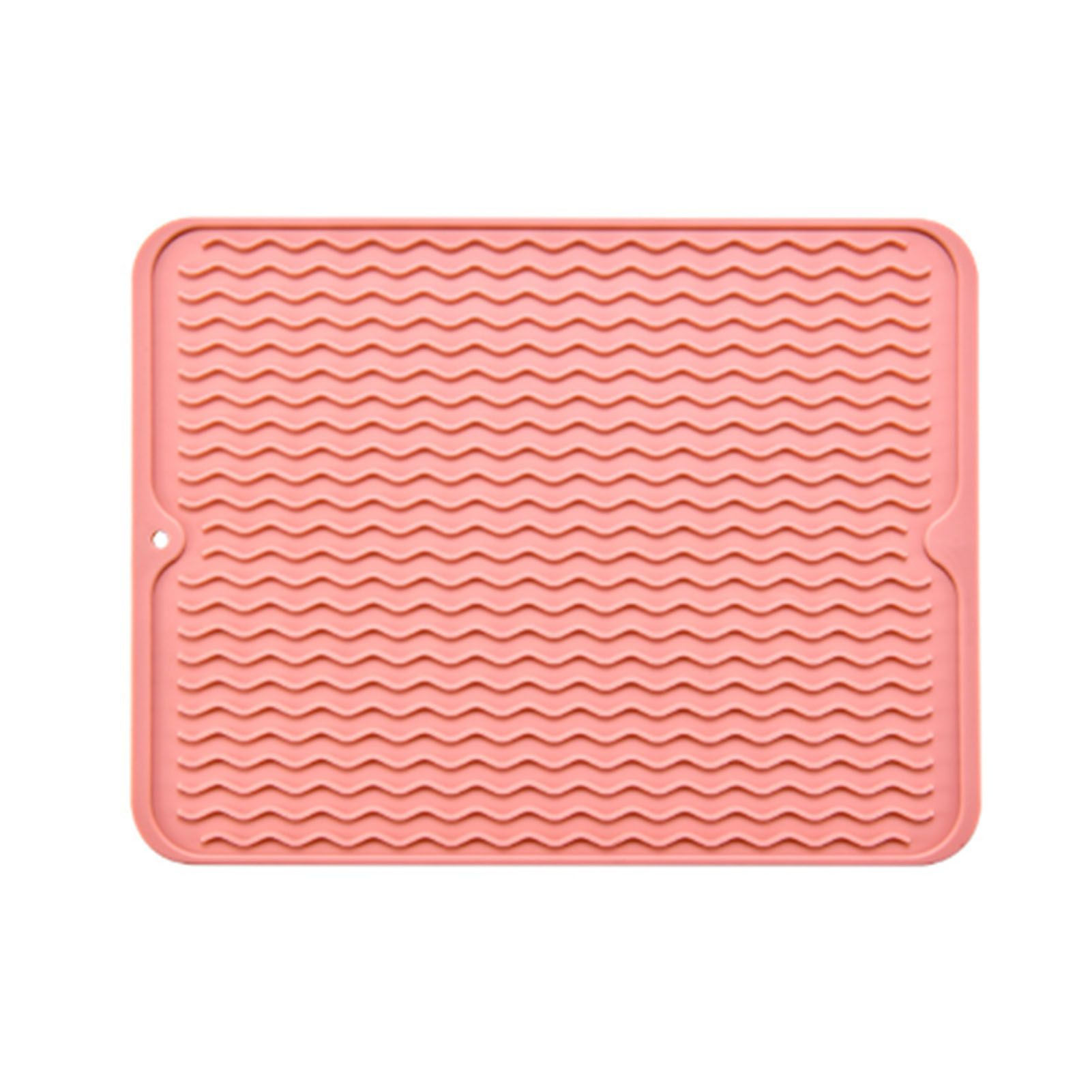 Table Insulating Rubber Mat Anti Slip Waterproof Heat Resistant Dish Drying Placemat for Kitchen Pink - Image 1