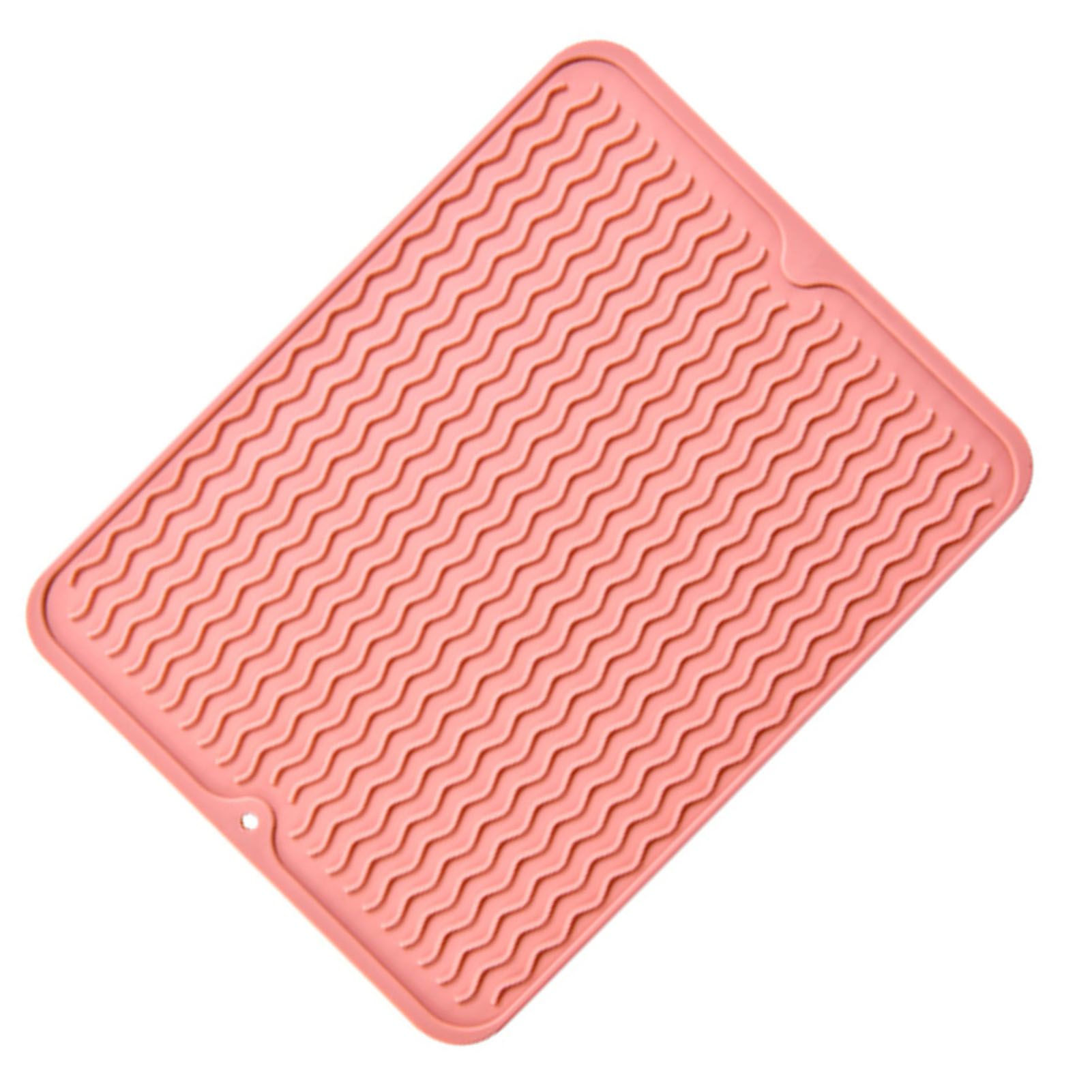 Table Insulating Rubber Mat Anti Slip Waterproof Heat Resistant Dish Drying Placemat for Kitchen Pink - Image 3
