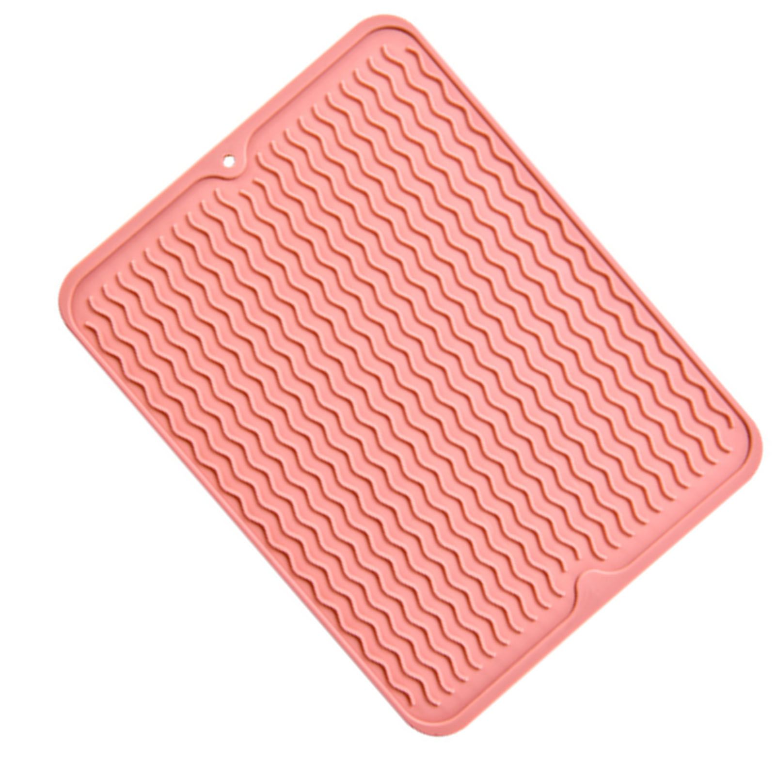 Table Insulating Rubber Mat Anti Slip Waterproof Heat Resistant Dish Drying Placemat for Kitchen Pink - Image 4