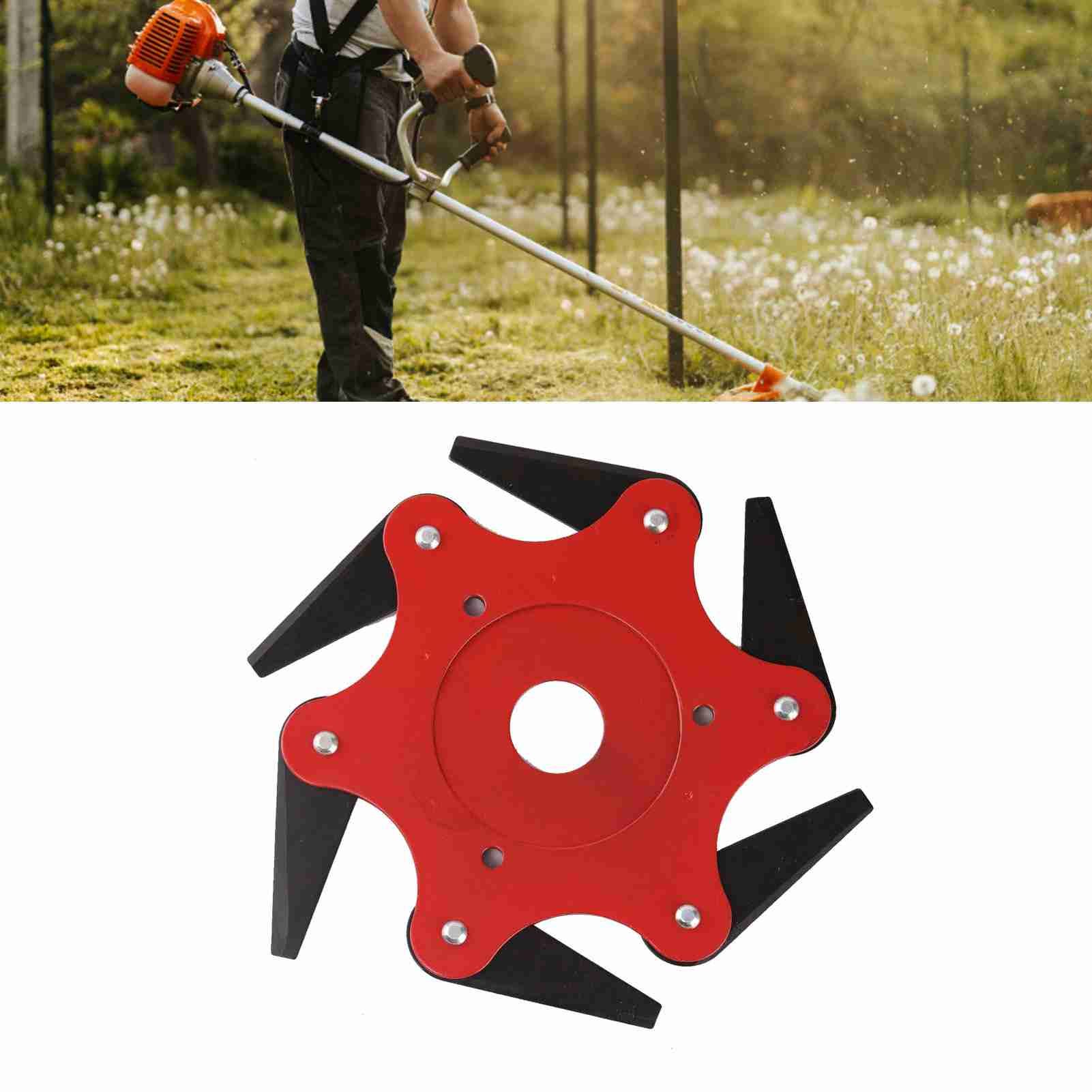 6 Blade Brush Cutter Head 2.5cm Inner Diameter Nylon and Manganese Steel Trimmer Head for Garden Tool Red - Image 5