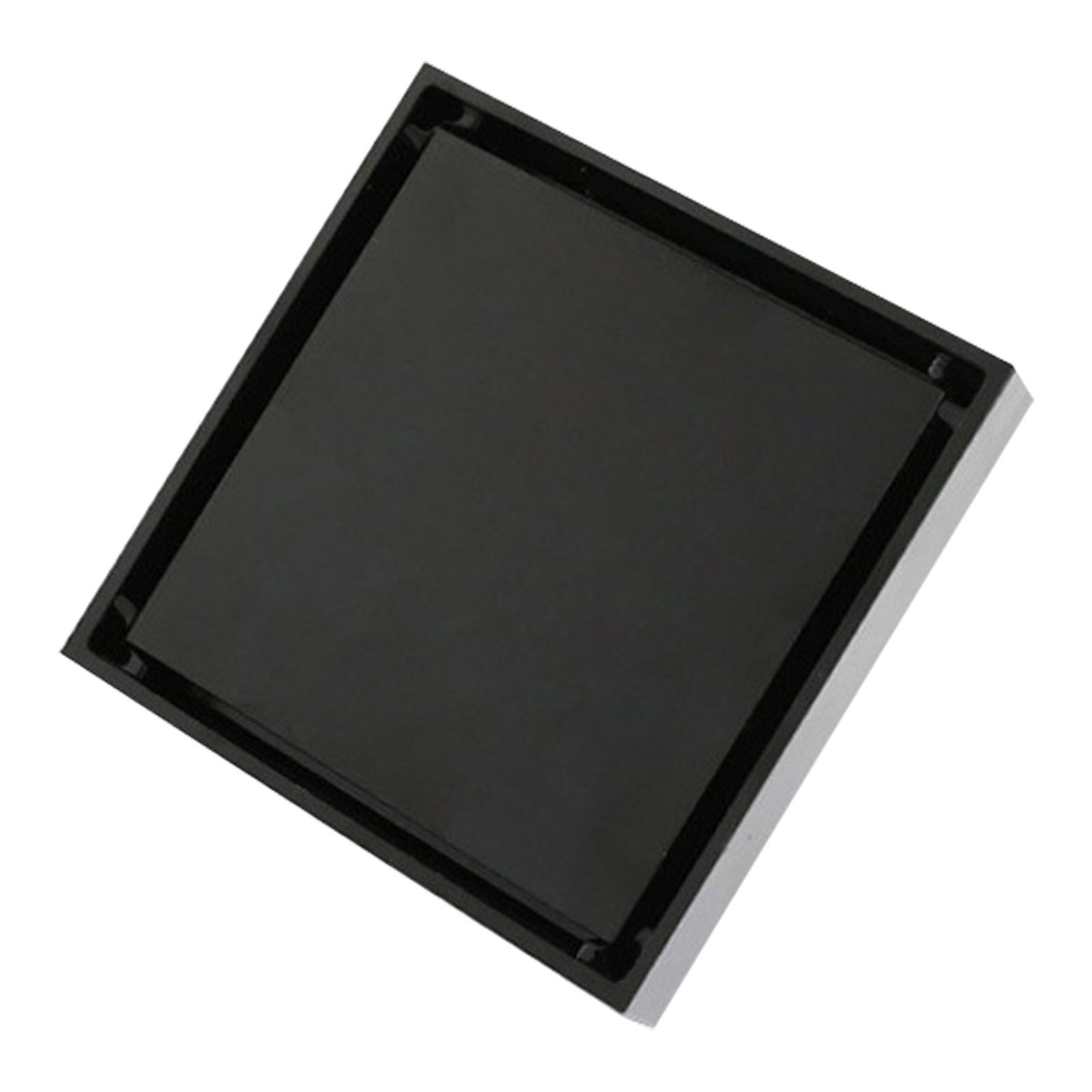4 Inch Square Invisible Shower Drain Stainless Steel Anti Odor Bathroom Floor Drain 1.3mm Tileable Black - Image 1