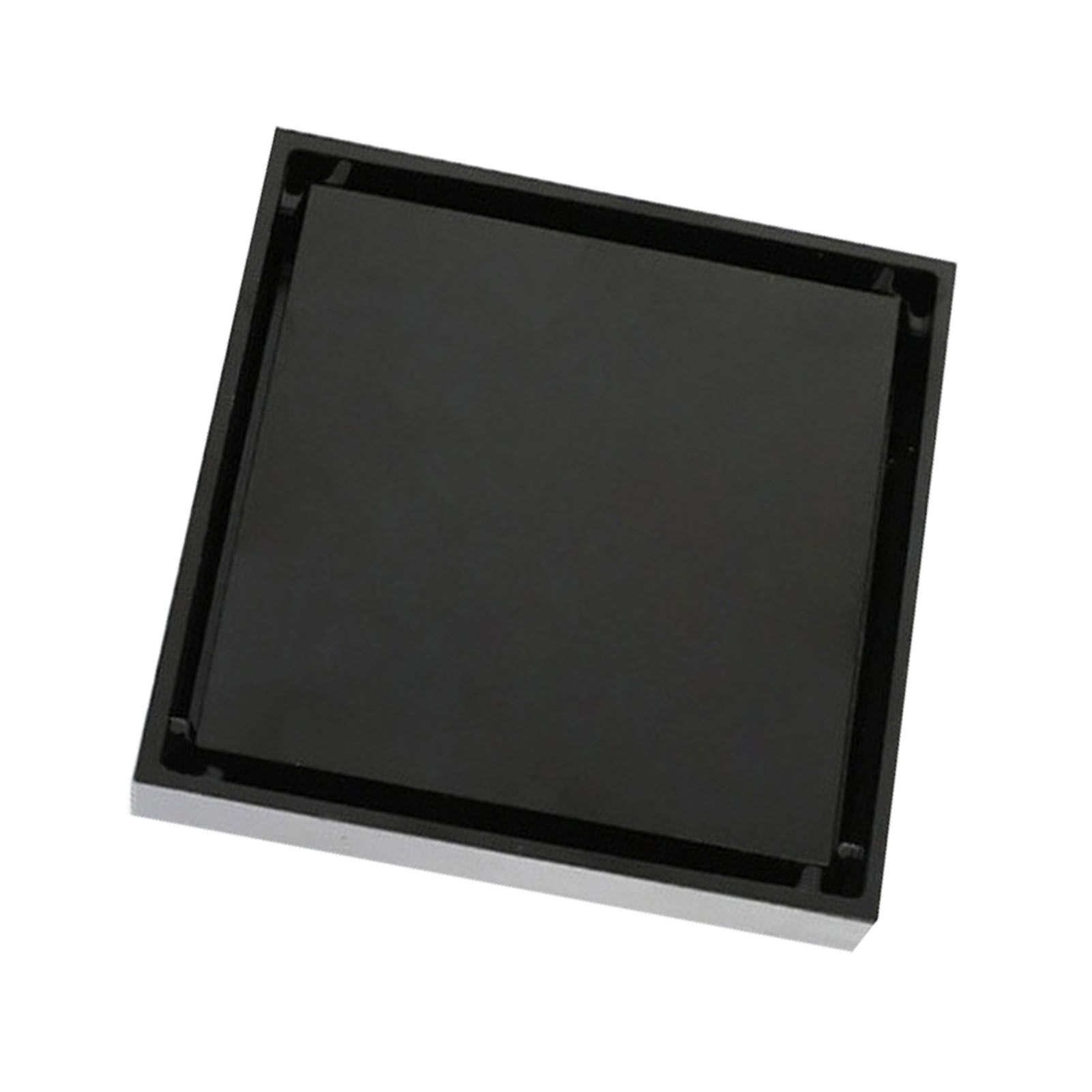 4 Inch Square Invisible Shower Drain Stainless Steel Anti Odor Bathroom Floor Drain 1.3mm Tileable Black - Image 2
